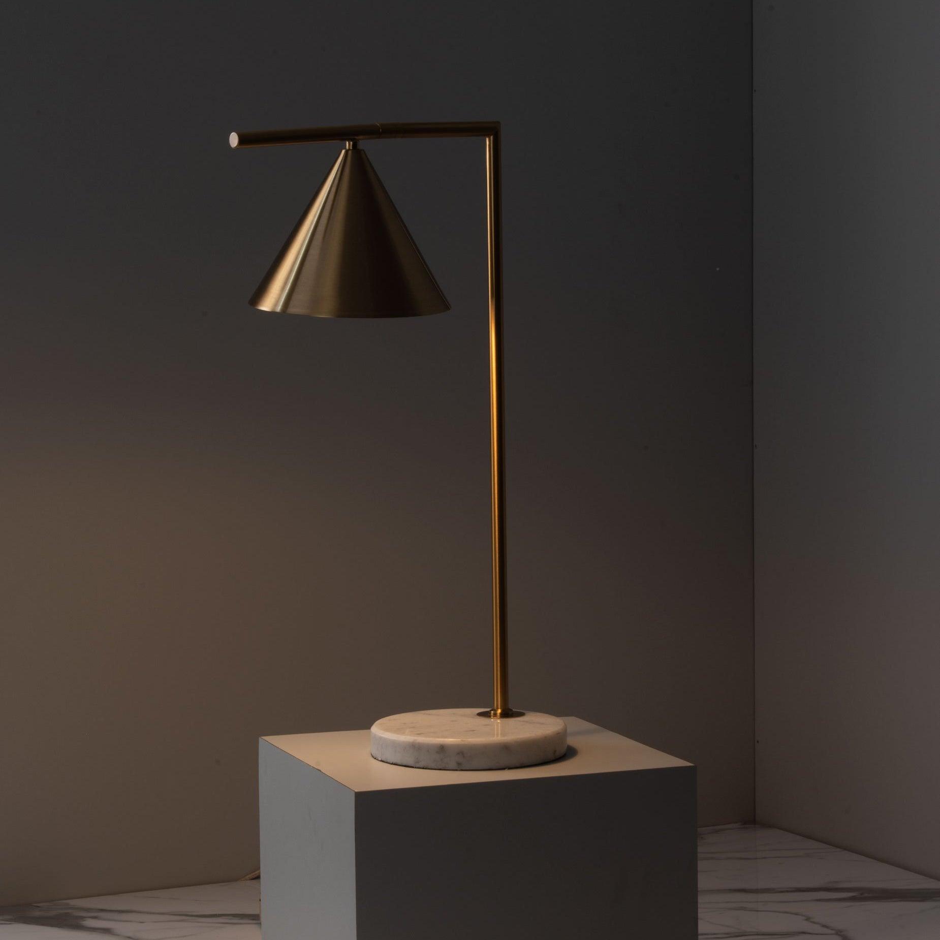 Glowen Marble Industrial Table Lamp-Neutral Decor