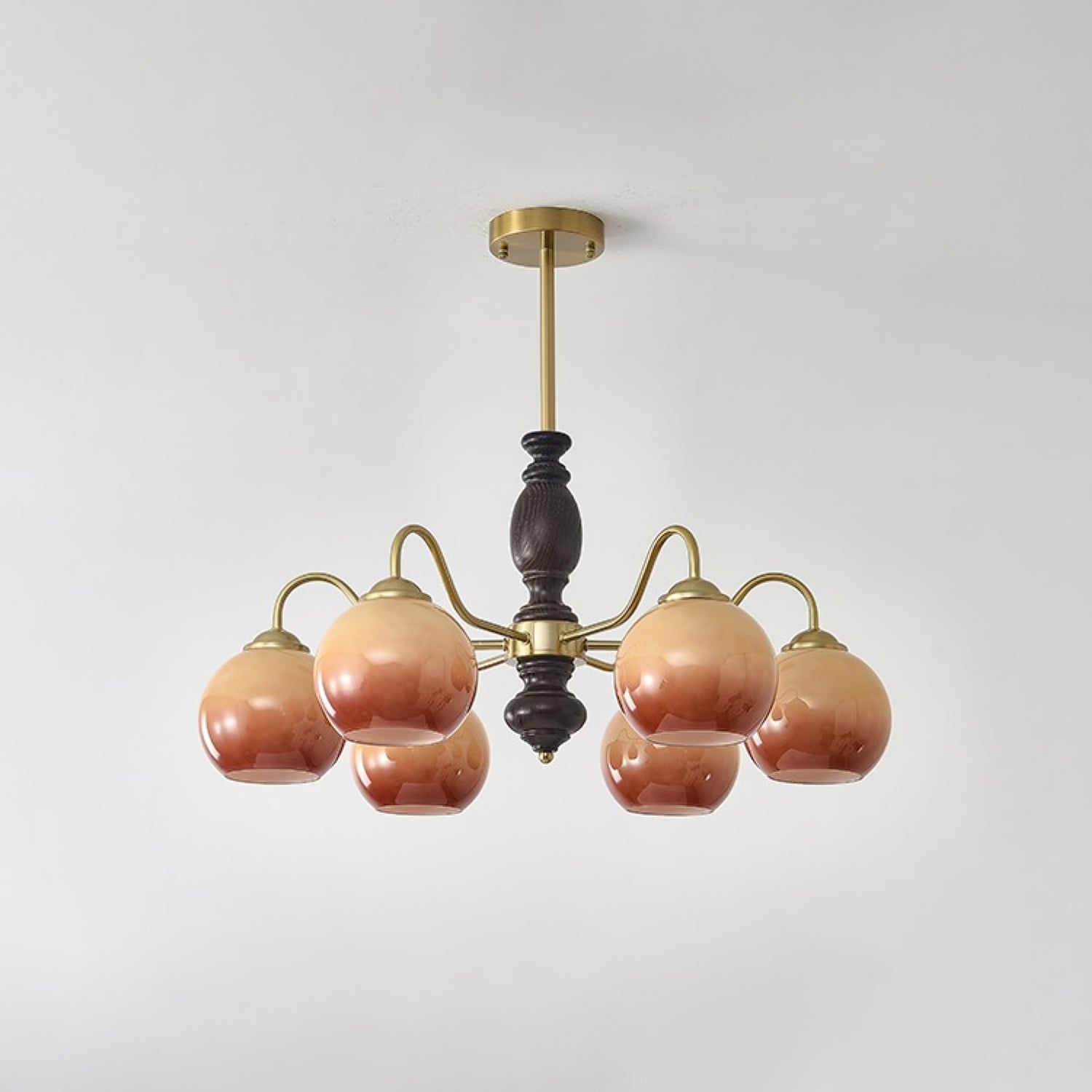 Aurora Chandelier Caramel Orb Curved Arm-Neutral Decor
