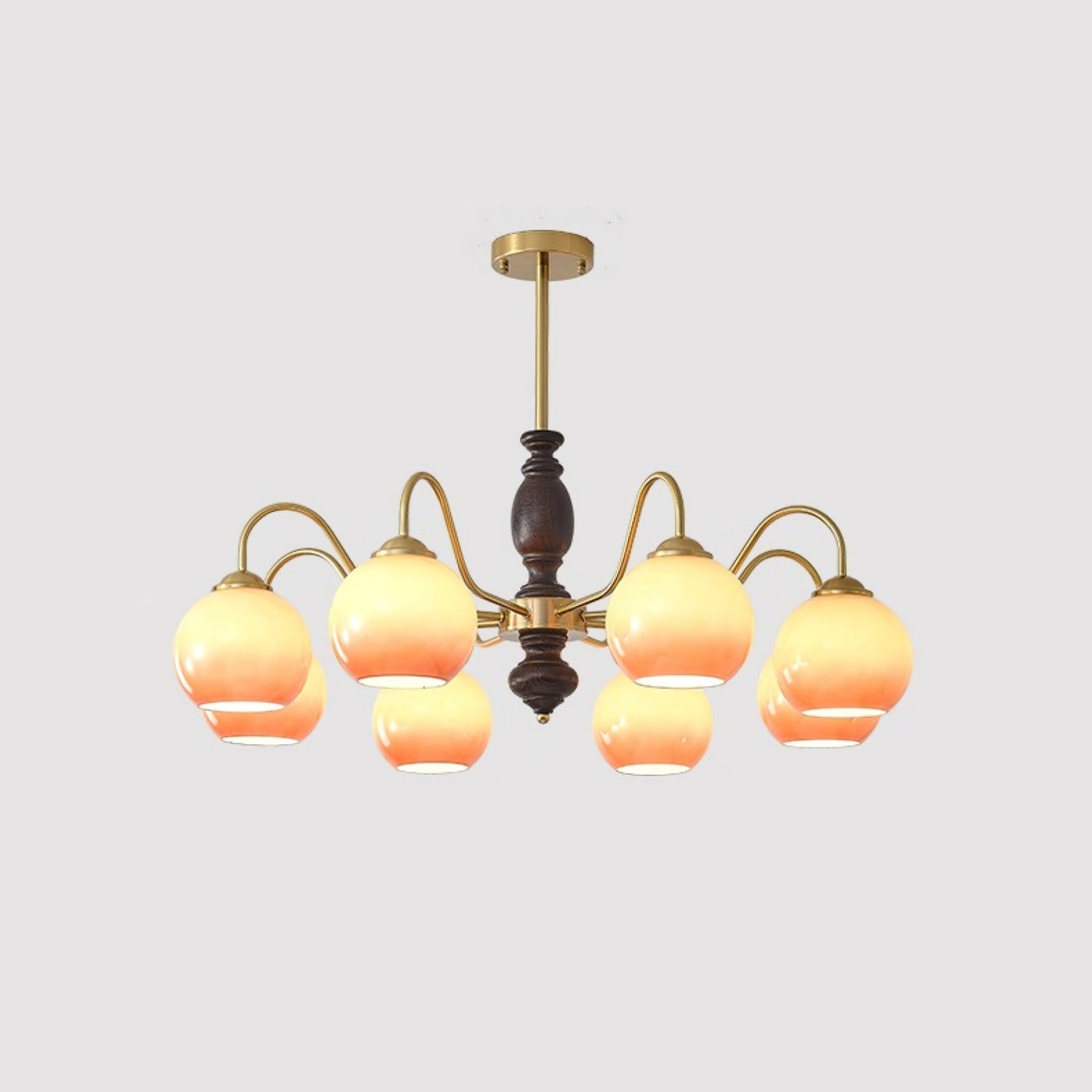 Aurora Chandelier Caramel Orb Curved Arm-Neutral Decor