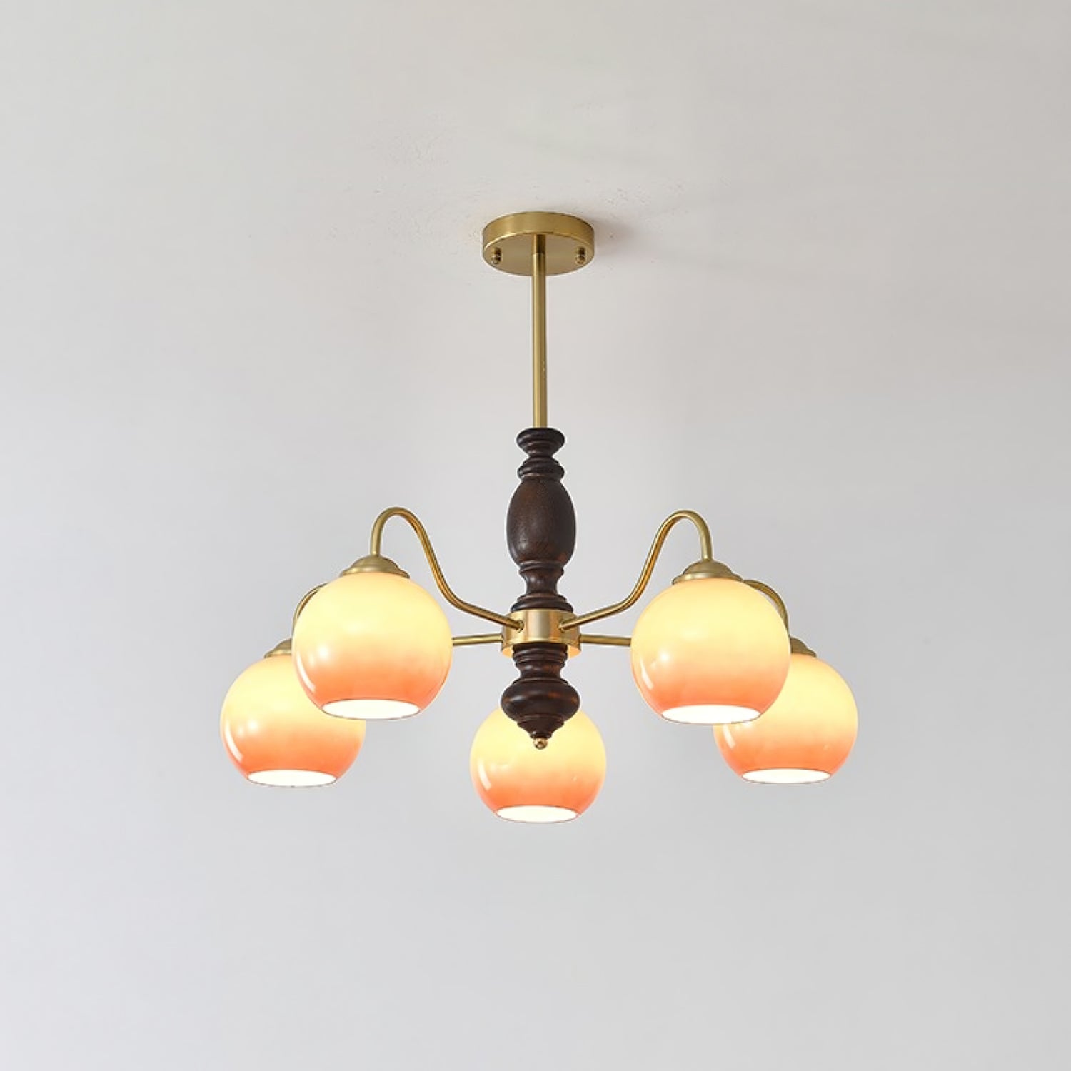 Aurora Chandelier Caramel Orb Curved Arm-Neutral Decor
