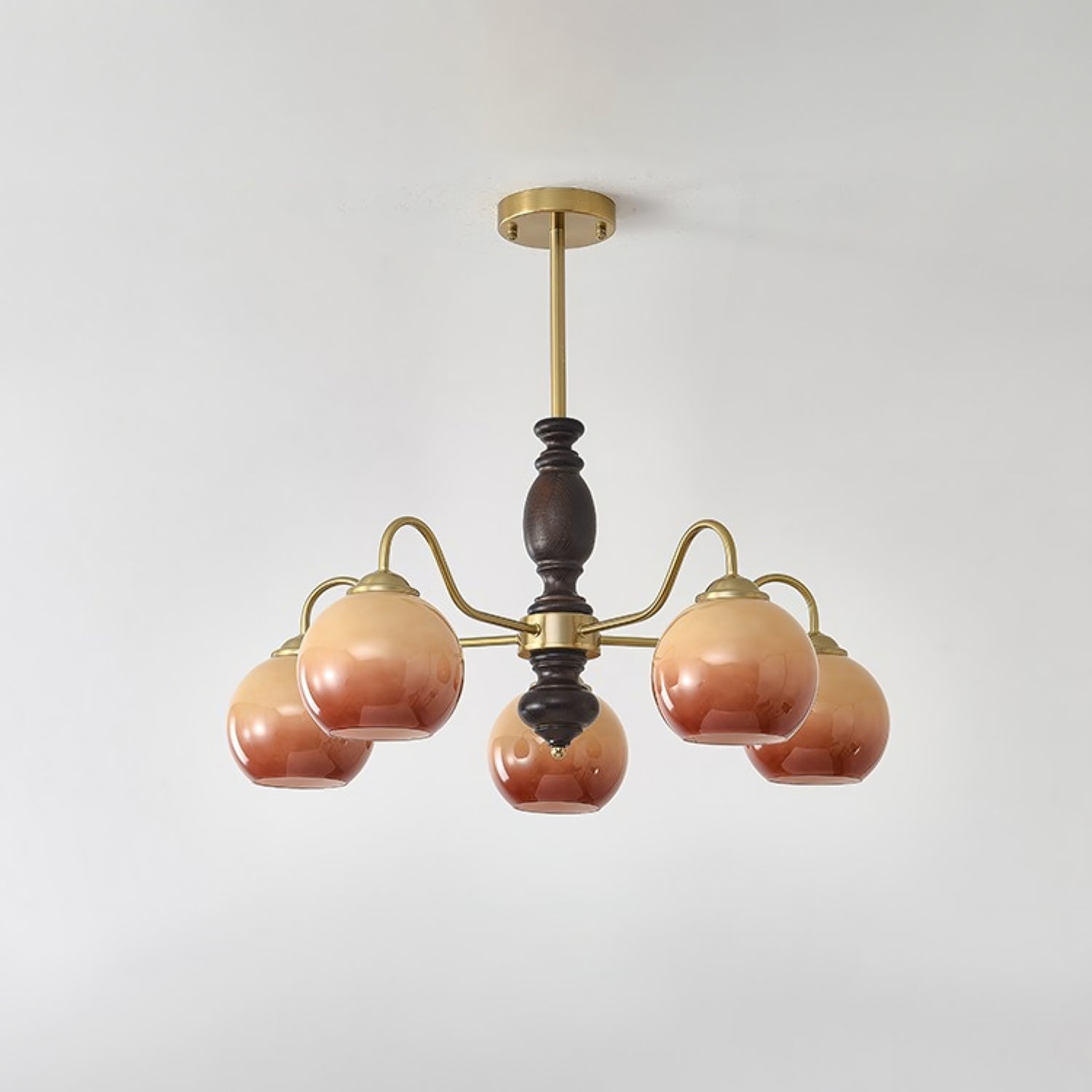 Aurora Chandelier Caramel Orb Curved Arm-Neutral Decor