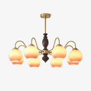 Aurora Chandelier Caramel Orb Curved Arm-Neutral Decor
