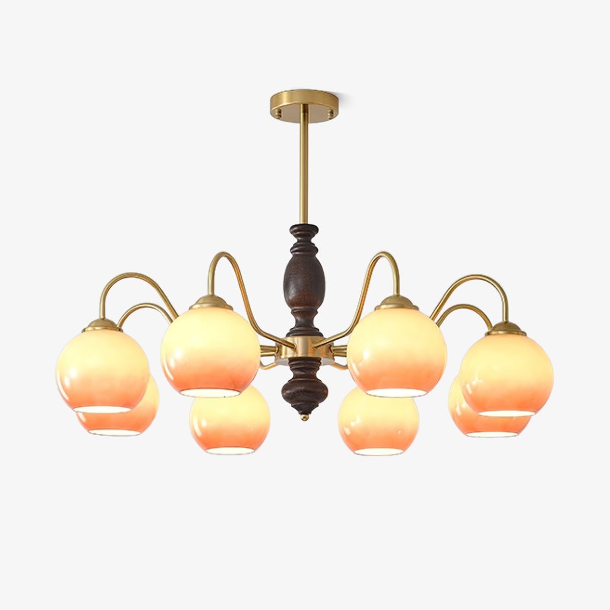Aurora Chandelier Caramel Orb Curved Arm-Neutral Decor