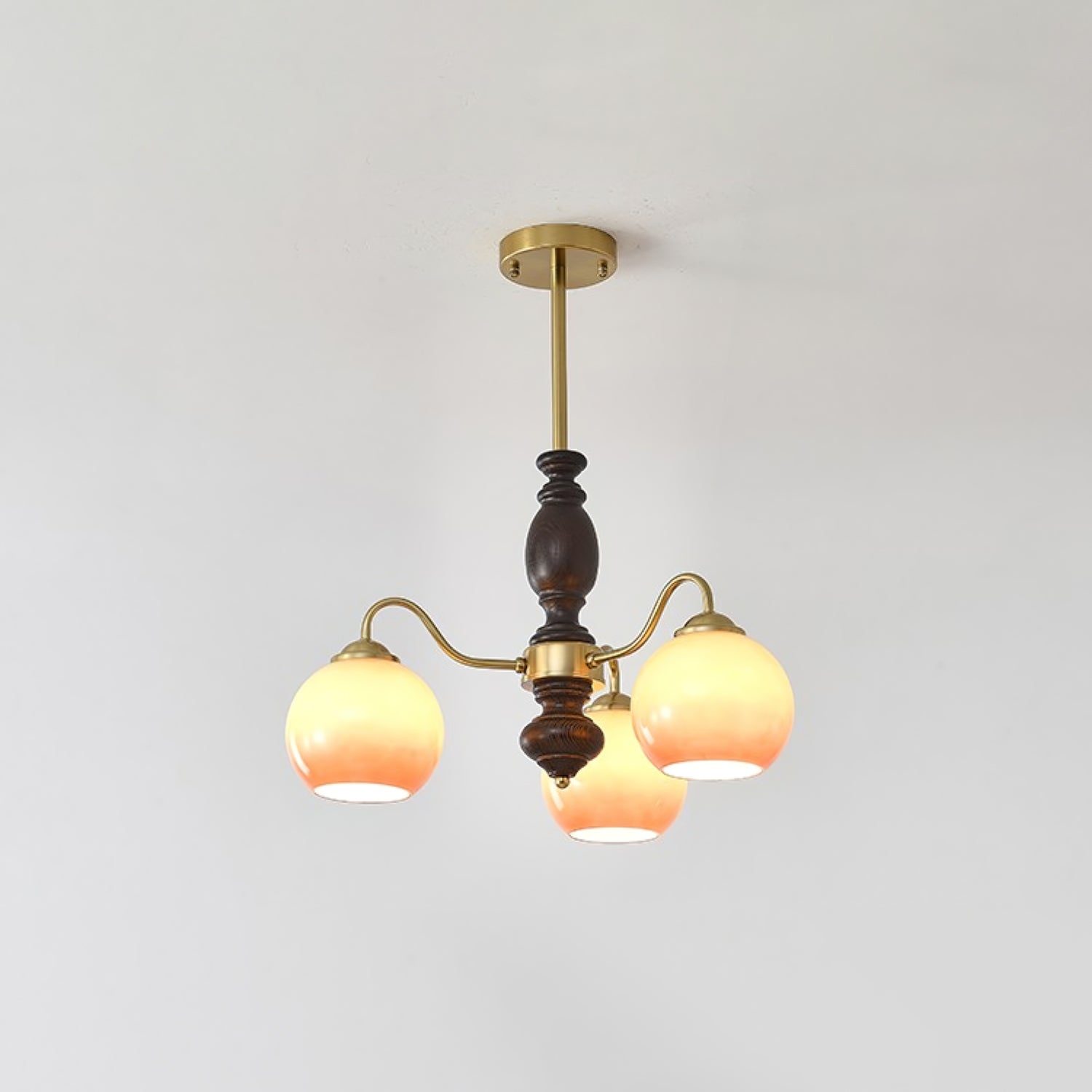 Aurora Chandelier Caramel Orb Curved Arm-Neutral Decor