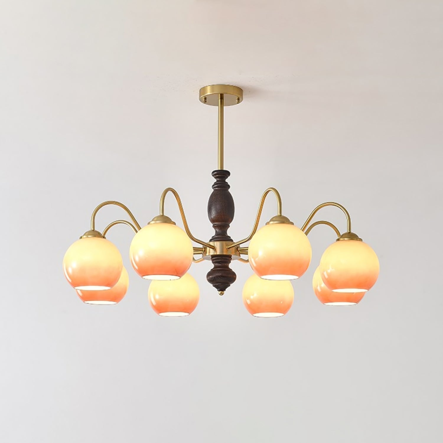 Aurora Chandelier Caramel Orb Curved Arm-Neutral Decor