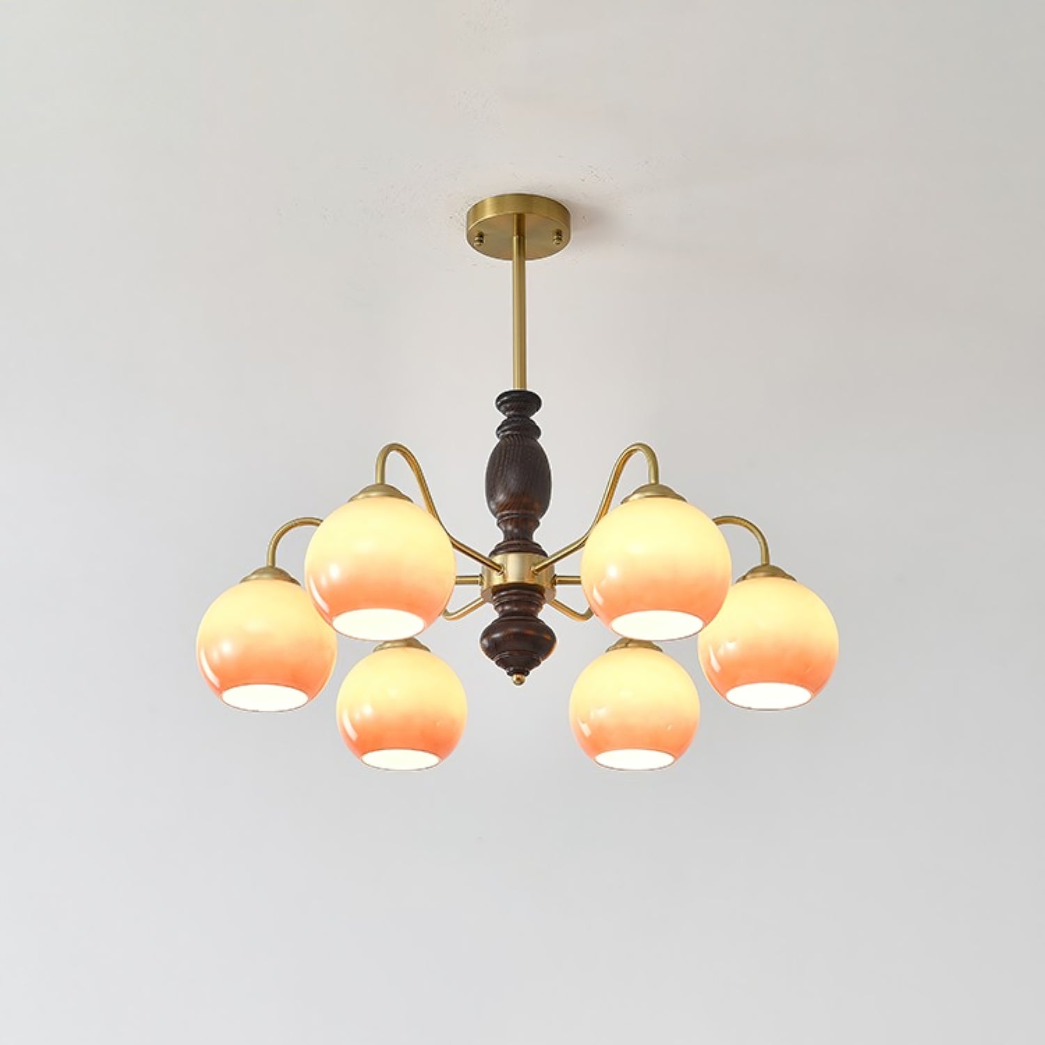 Aurora Chandelier Caramel Orb Curved Arm-Neutral Decor