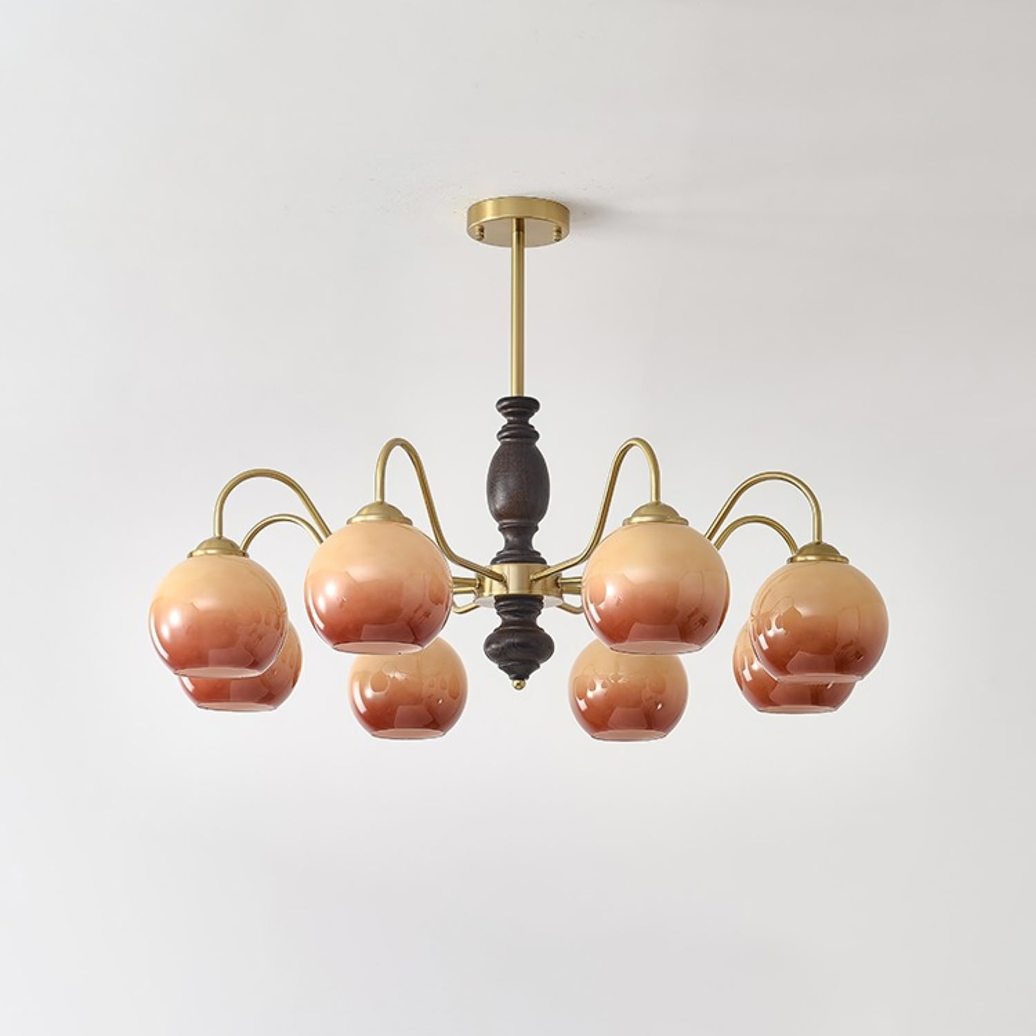 Aurora Chandelier Caramel Orb Curved Arm-Neutral Decor
