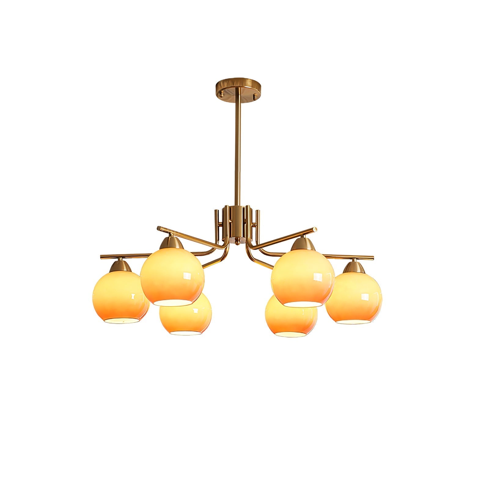 Lustra Chandelier Brass Caramel Globe Minimalist-Neutral Decor