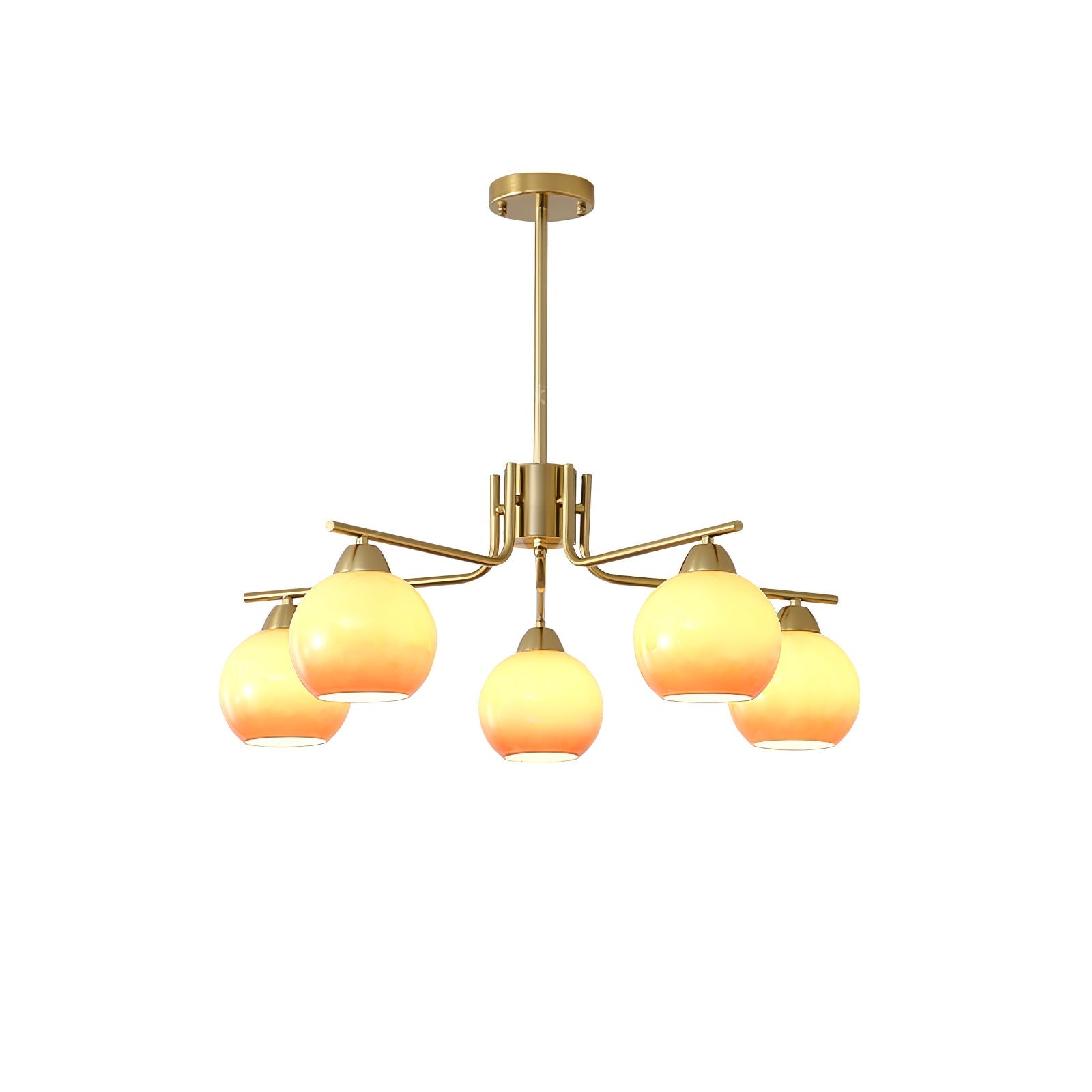 Lustra Chandelier Brass Caramel Globe Minimalist-Neutral Decor