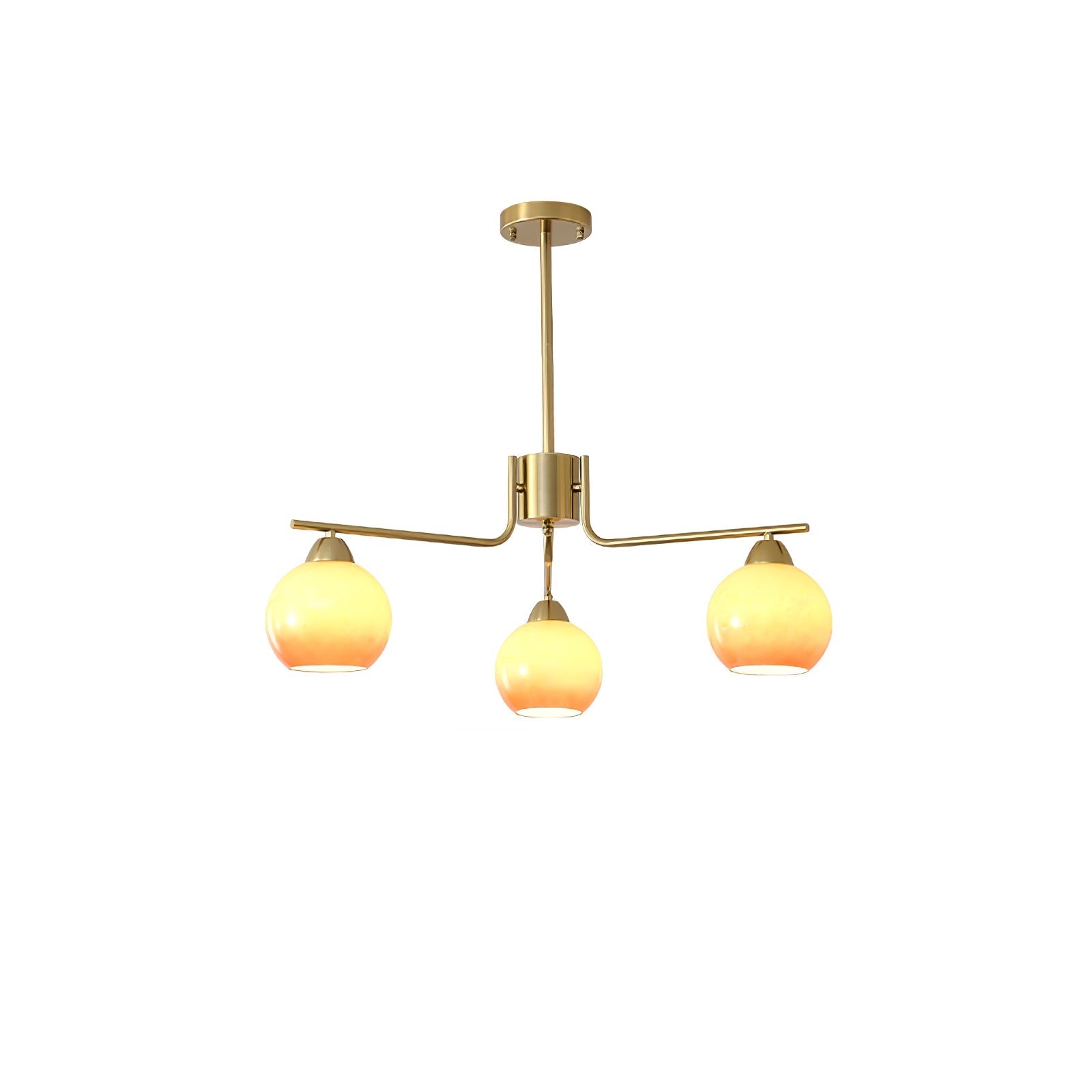 Lustra Chandelier Brass Caramel Globe Minimalist-Neutral Decor