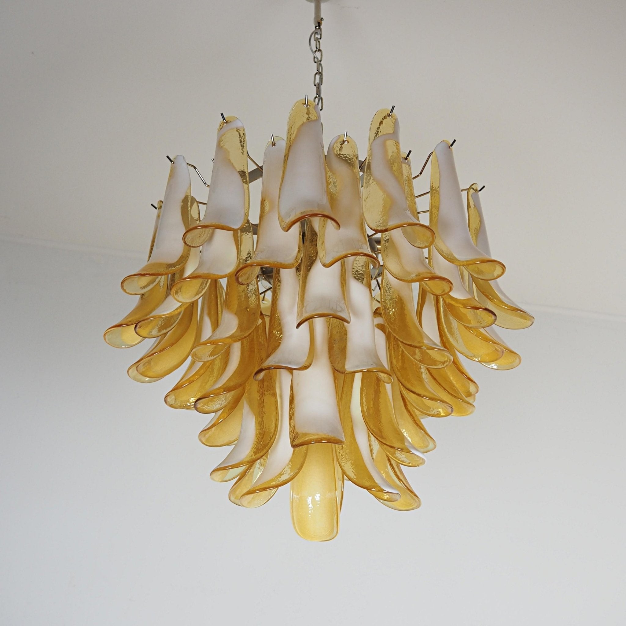 Aurora Chandelier Amber Murano Glass Petals Layered-Neutral Decor