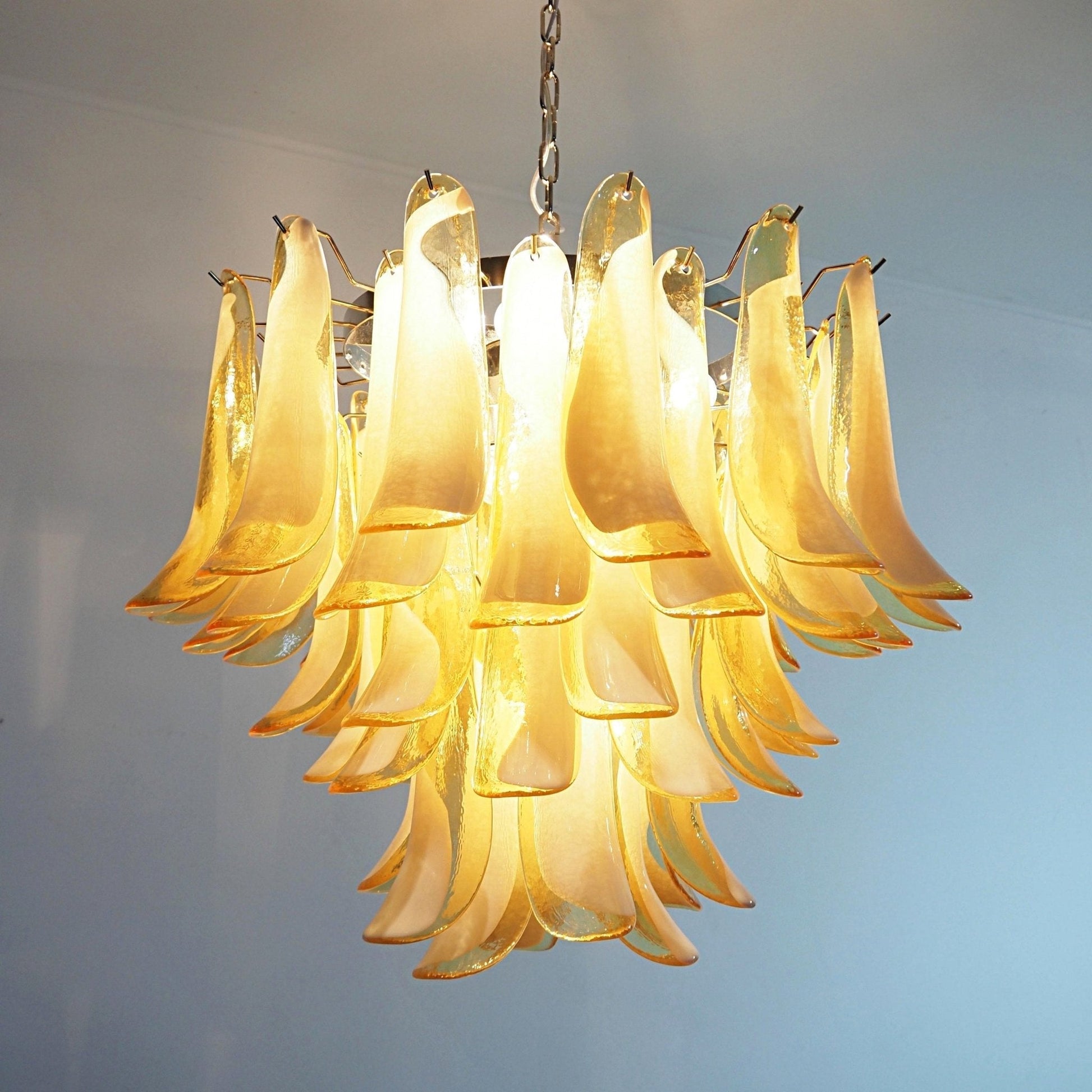 Aurora Chandelier Amber Murano Glass Petals Layered-Neutral Decor