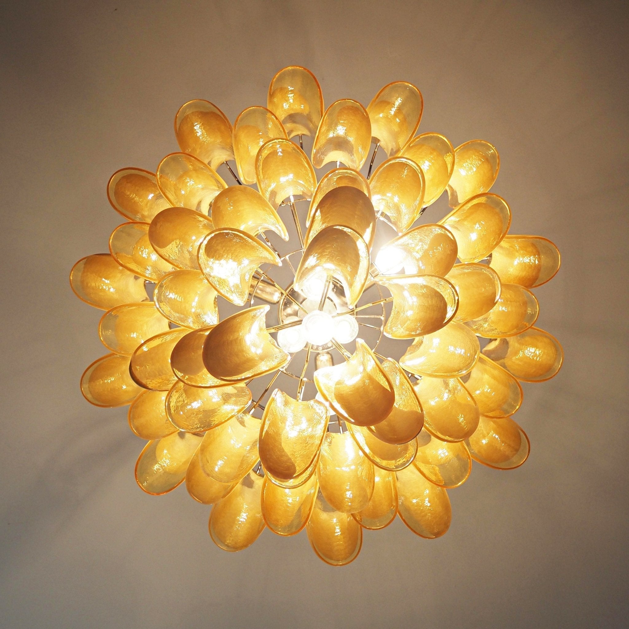 Aurora Chandelier Amber Murano Glass Petals Layered-Neutral Decor