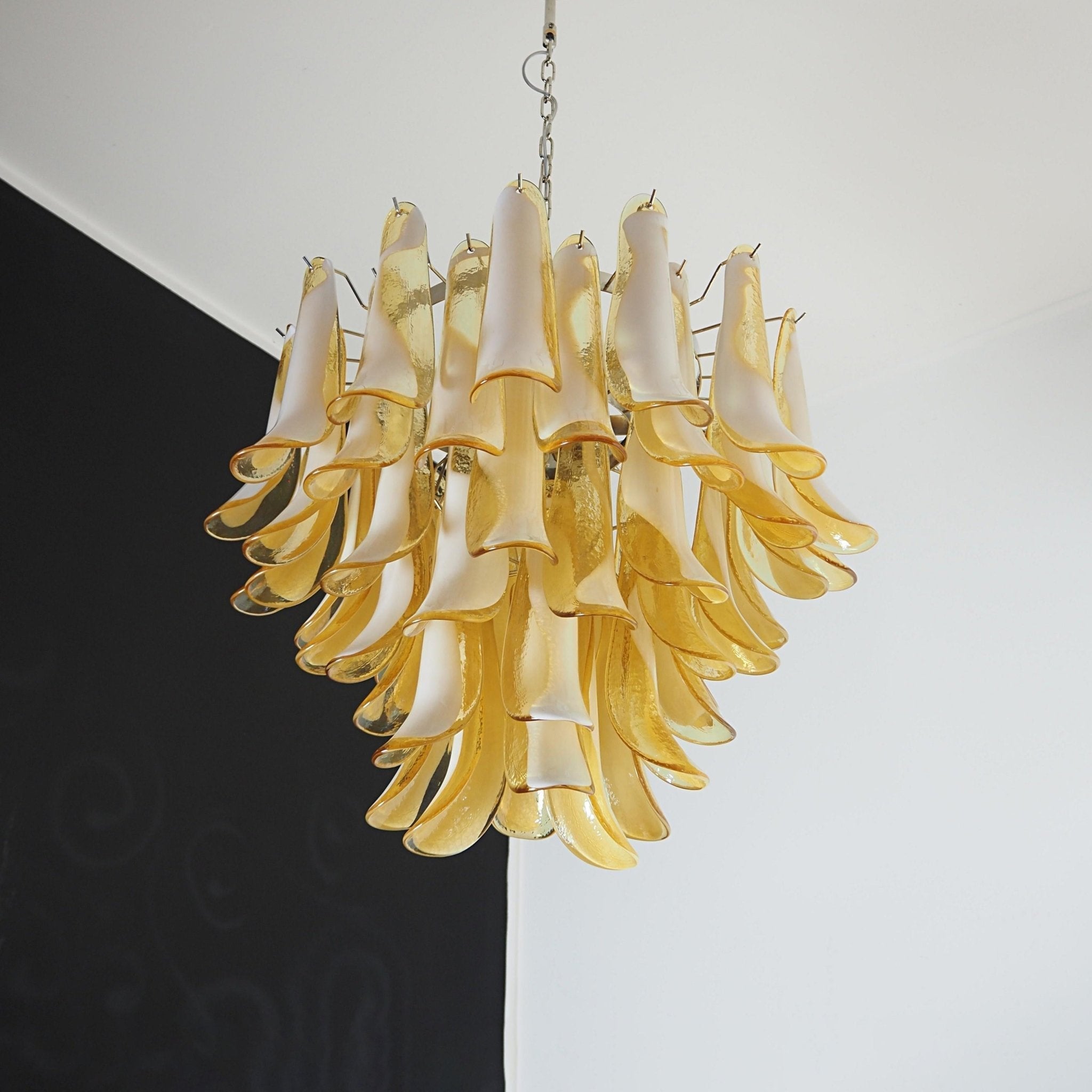 Aurora Chandelier Amber Murano Glass Petals Layered-Neutral Decor