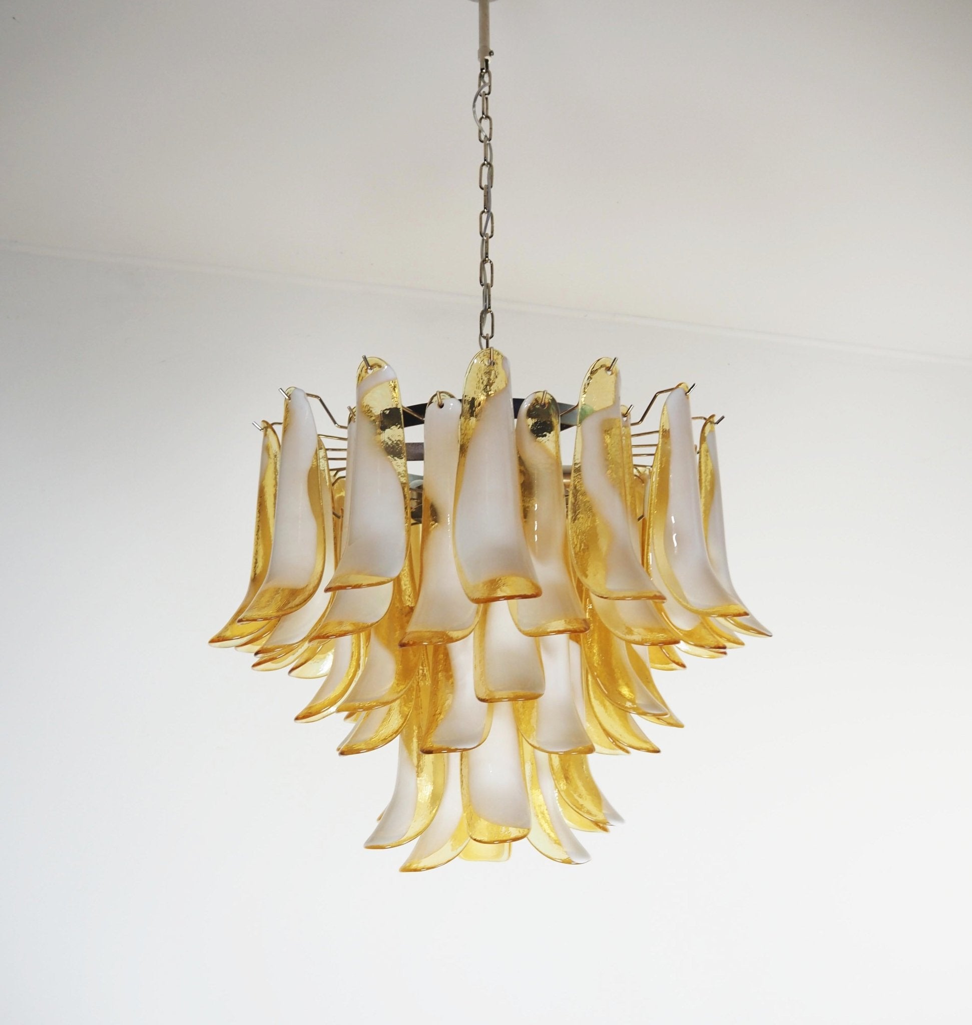 Aurora Chandelier Amber Murano Glass Petals Layered-Neutral Decor