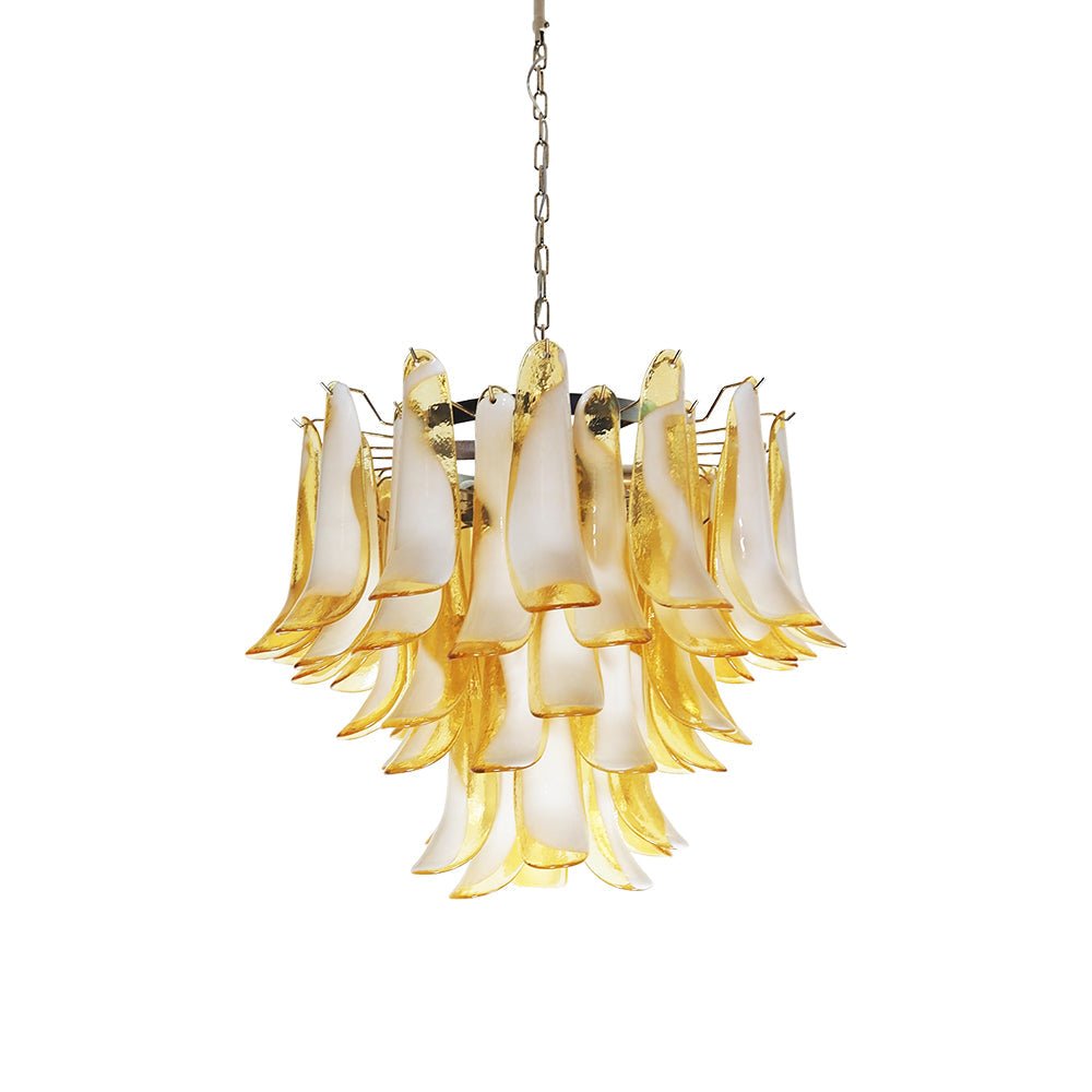 Aurora Chandelier Amber Murano Glass Petals Layered-Neutral Decor