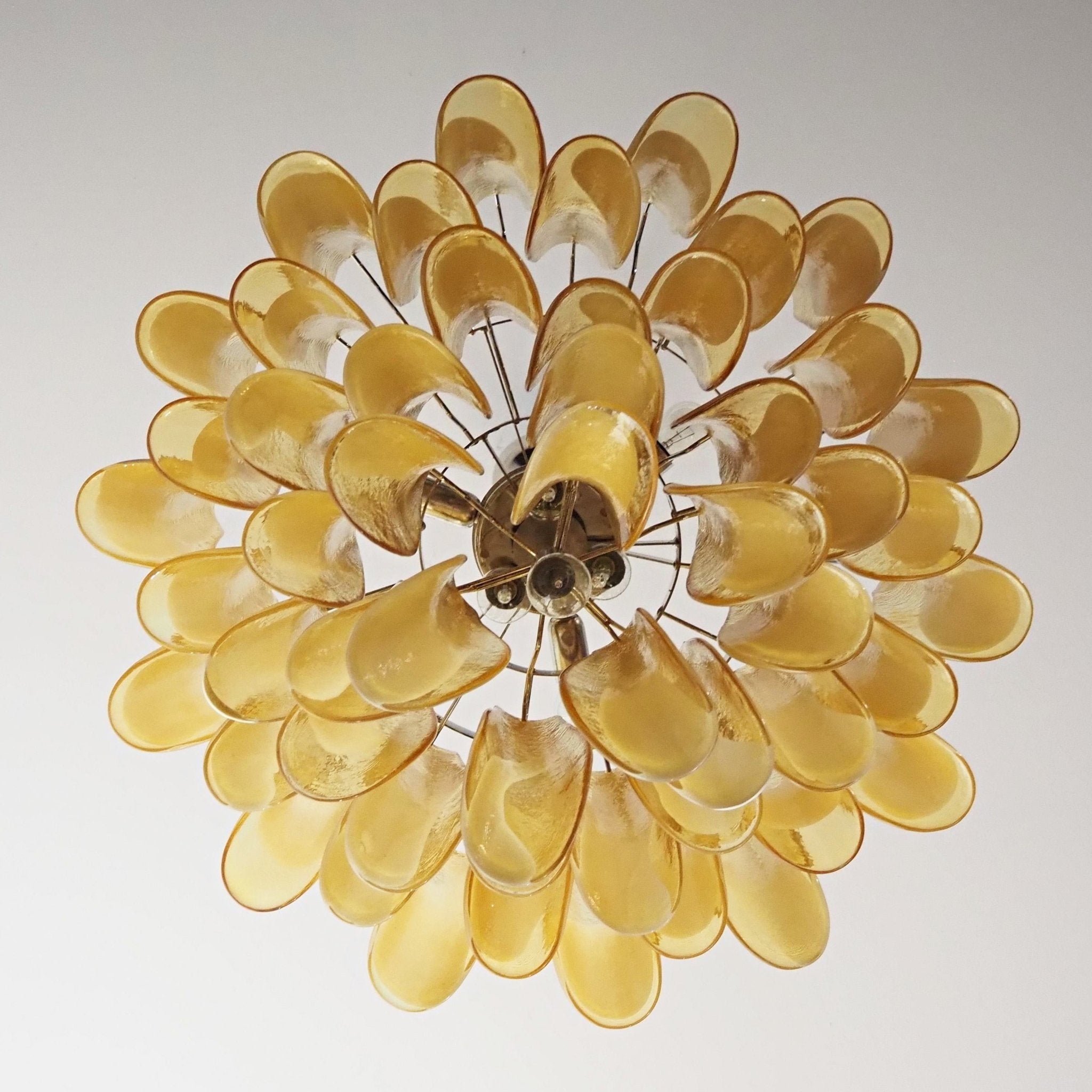 Aurora Chandelier Amber Murano Glass Petals Layered-Neutral Decor