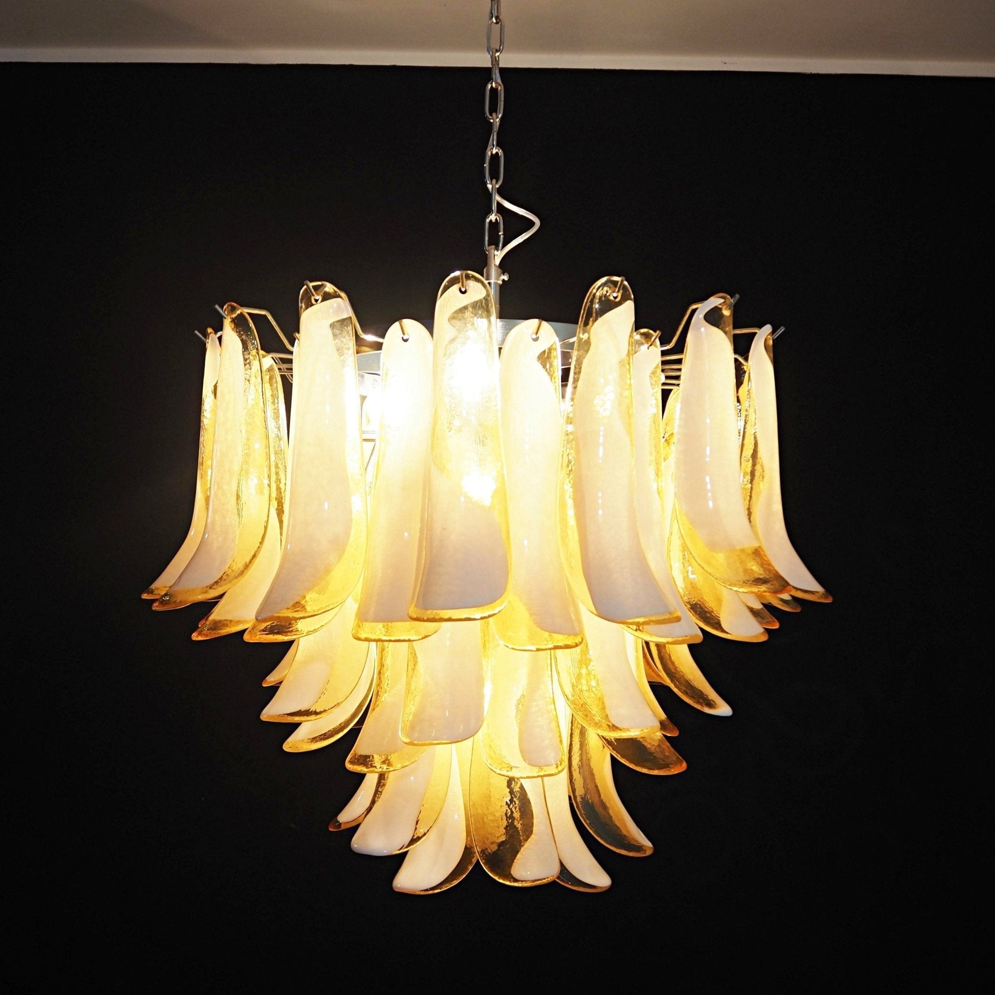Aurora Chandelier Amber Murano Glass Petals Layered-Neutral Decor
