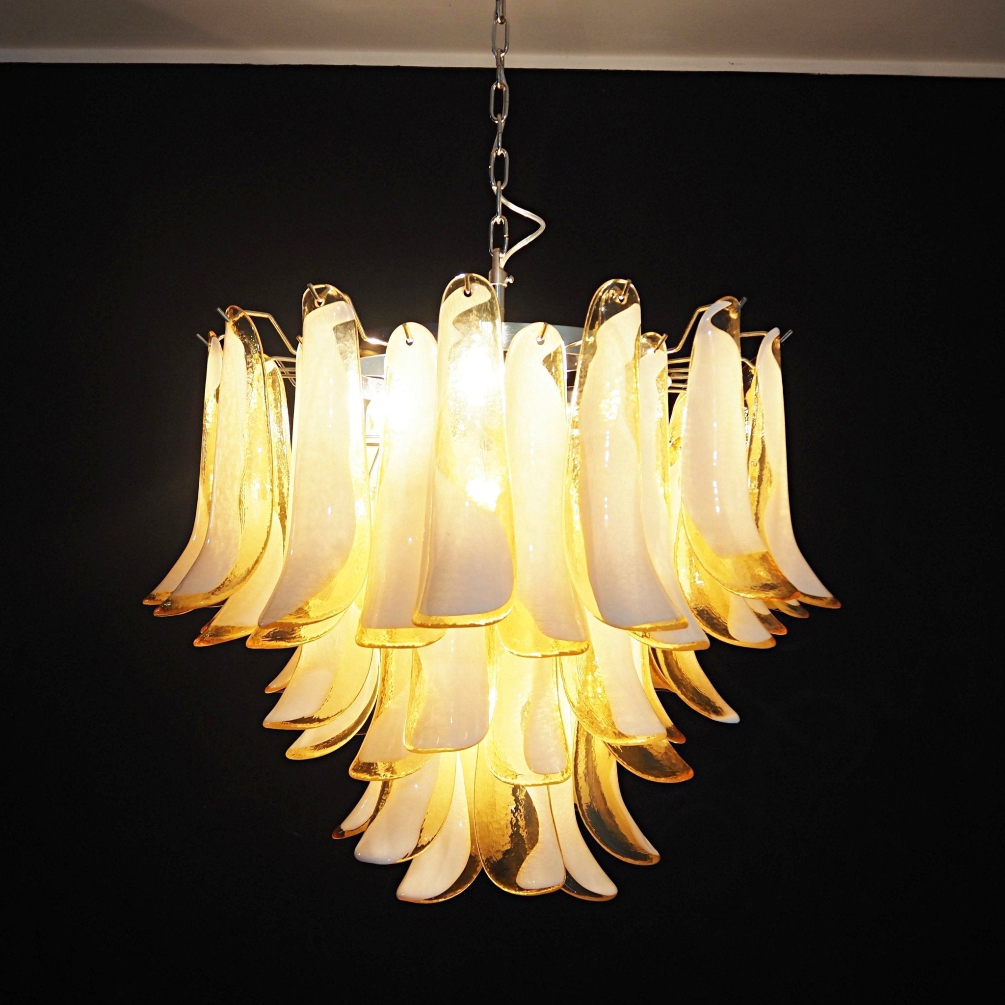 Aurora Chandelier Amber Murano Glass Petals Layered-Neutral Decor