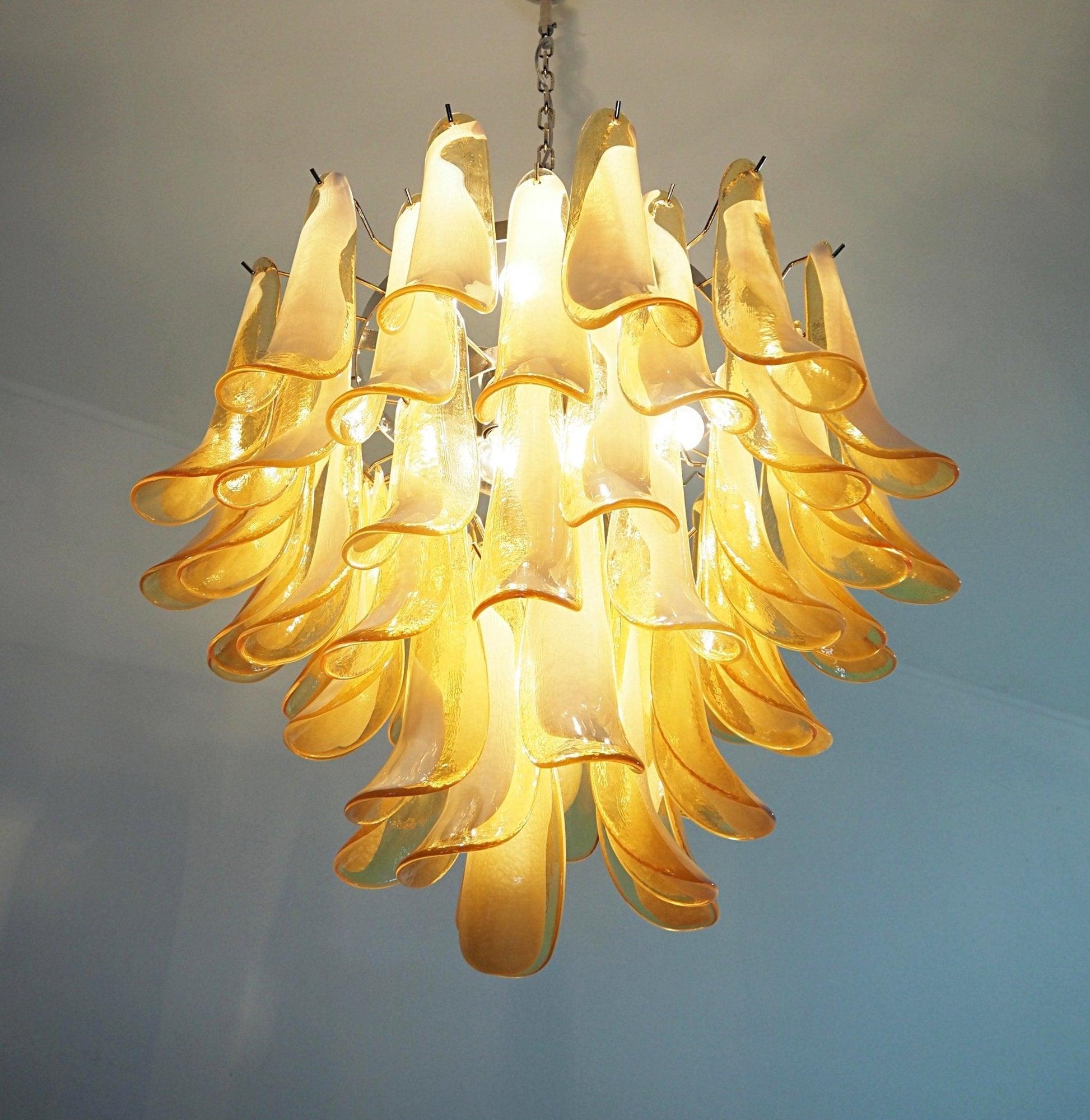 Aurora Chandelier Amber Murano Glass Petals Layered-Neutral Decor