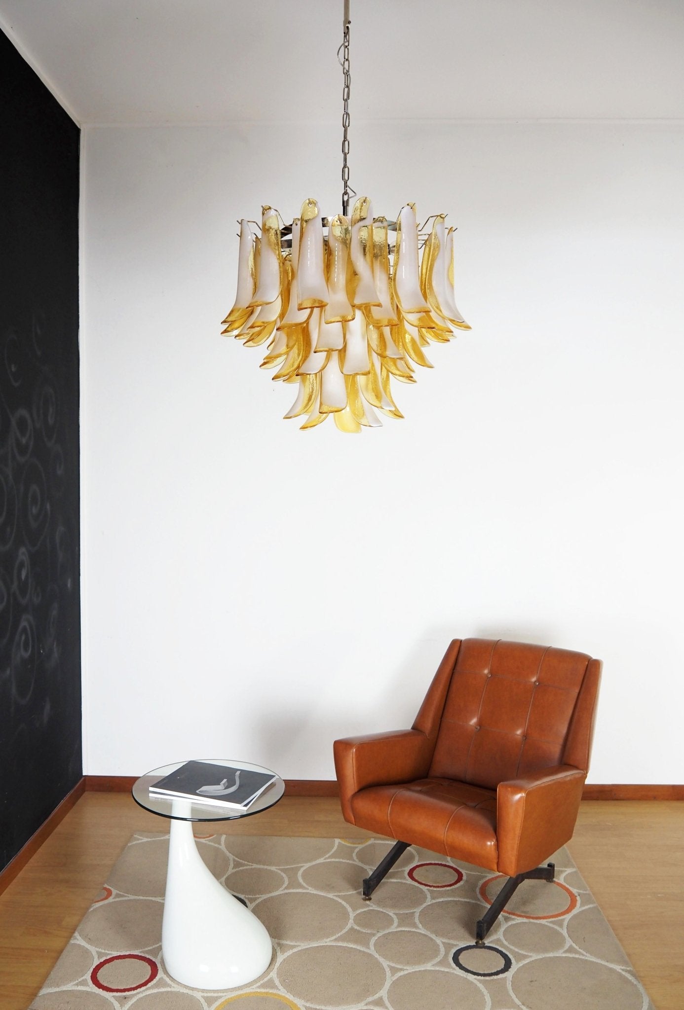 Aurora Chandelier Amber Murano Glass Petals Layered-Neutral Decor