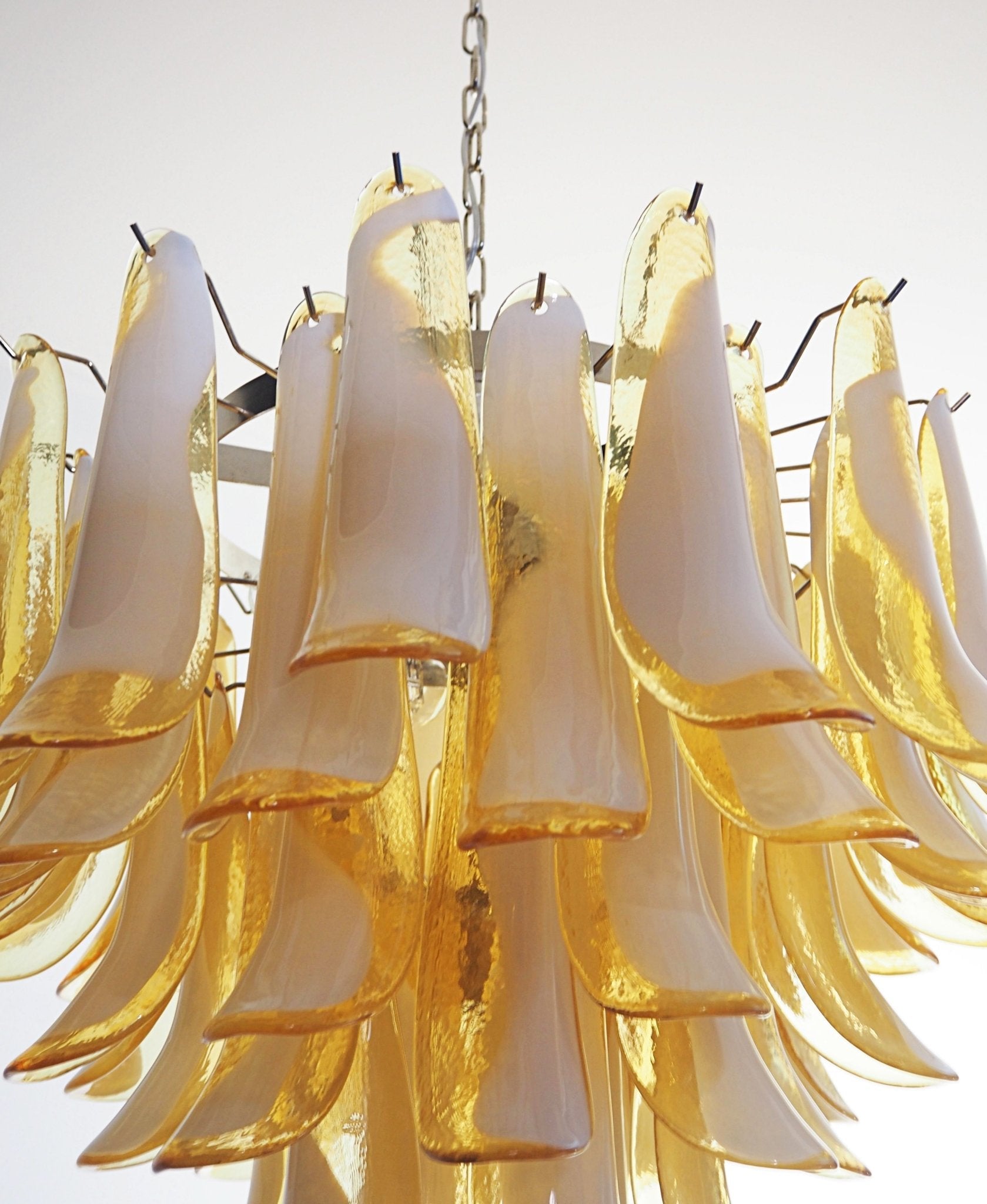 Aurora Chandelier Amber Murano Glass Petals Layered-Neutral Decor