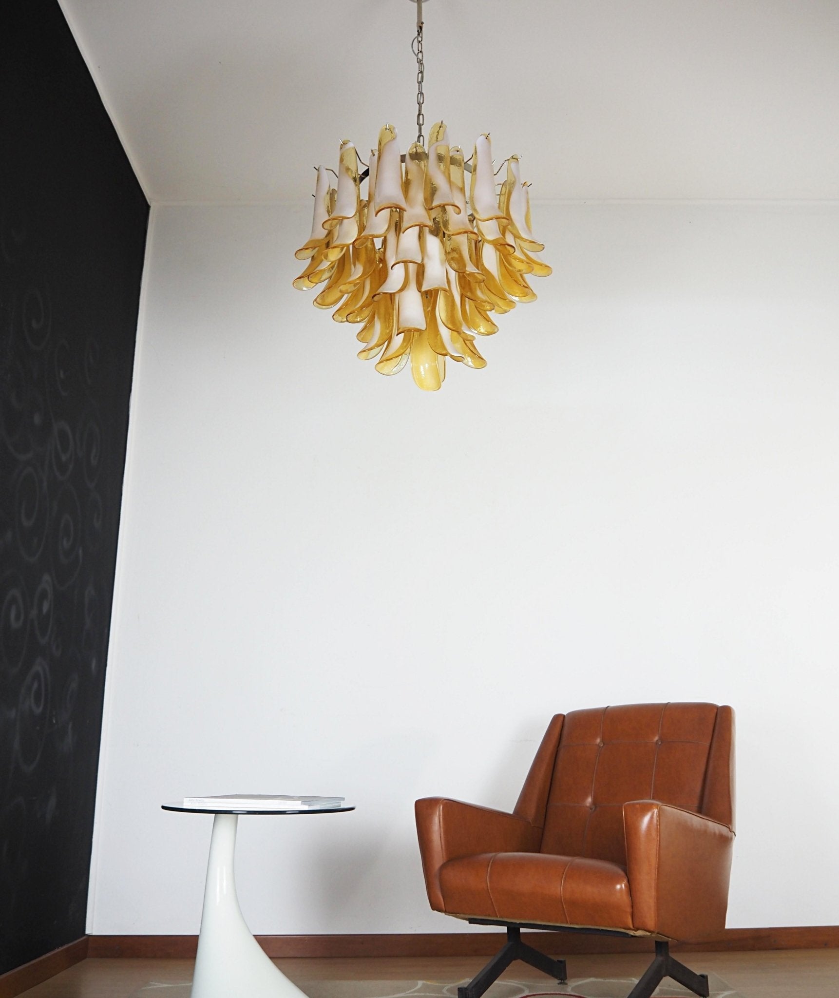 Aurora Chandelier Amber Murano Glass Petals Layered-Neutral Decor
