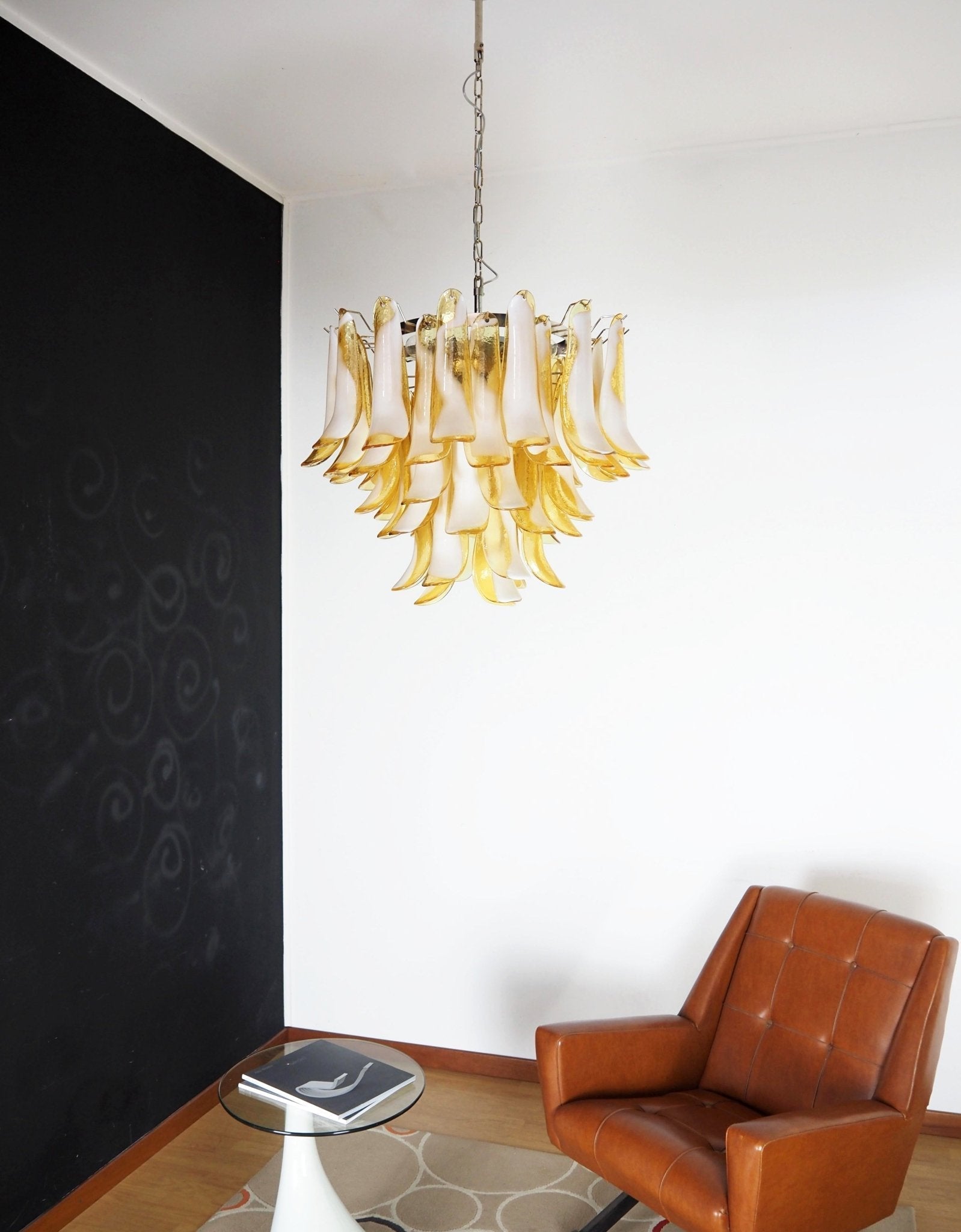 Aurora Chandelier Amber Murano Glass Petals Layered-Neutral Decor