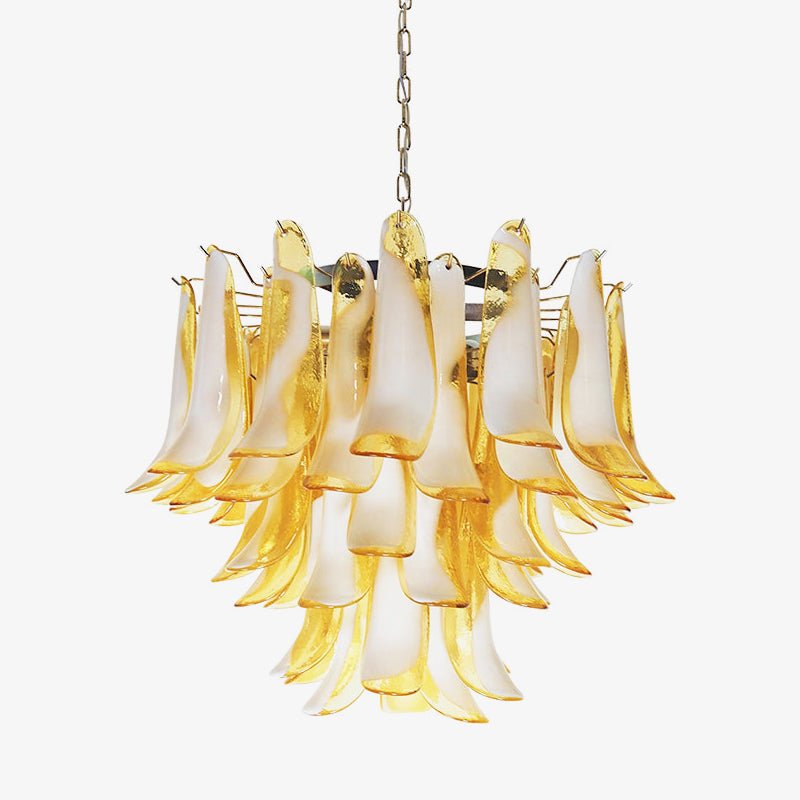 Aurora Chandelier Amber Murano Glass Petals Layered-Neutral Decor