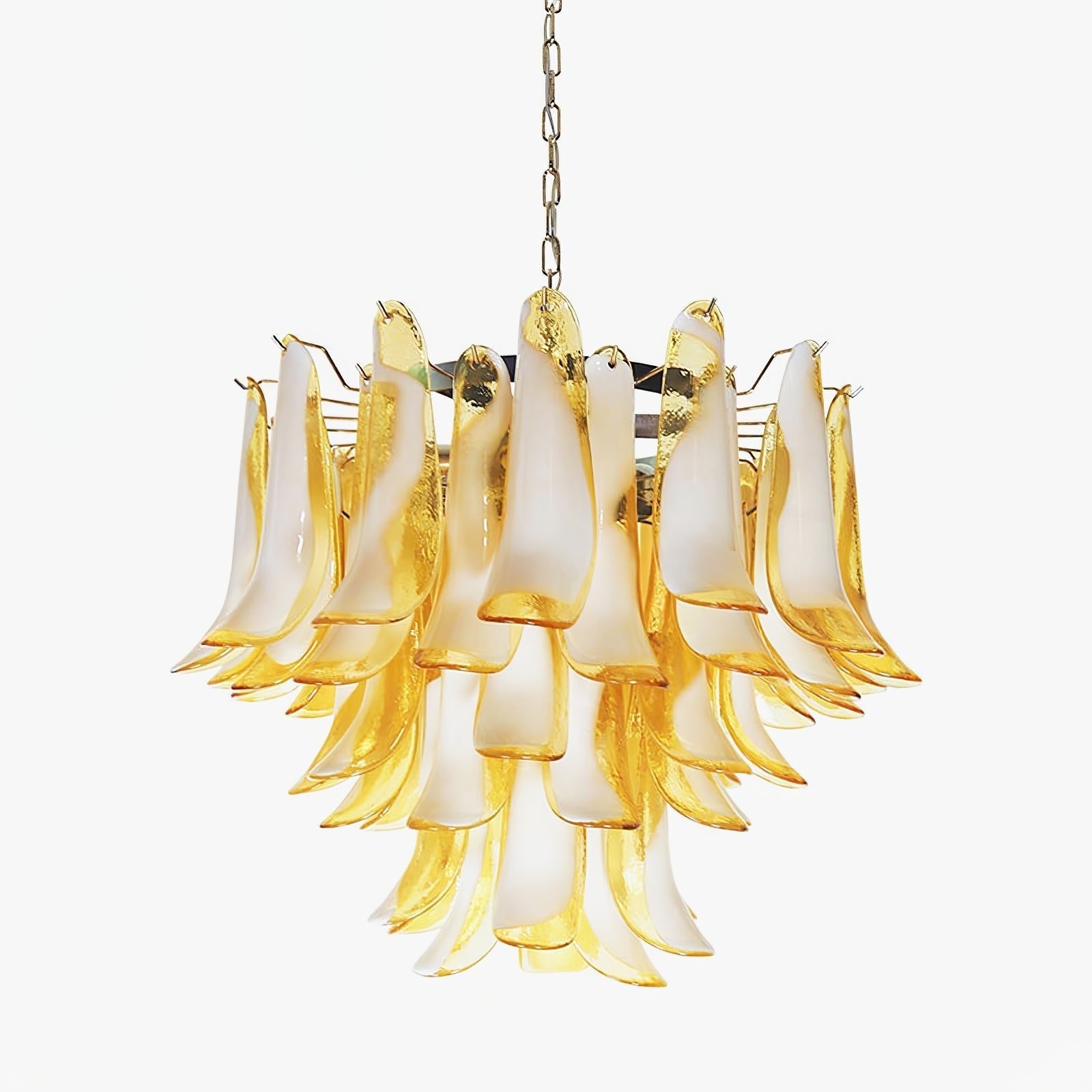 Aurora Chandelier Amber Murano Glass Petals Layered-Neutral Decor