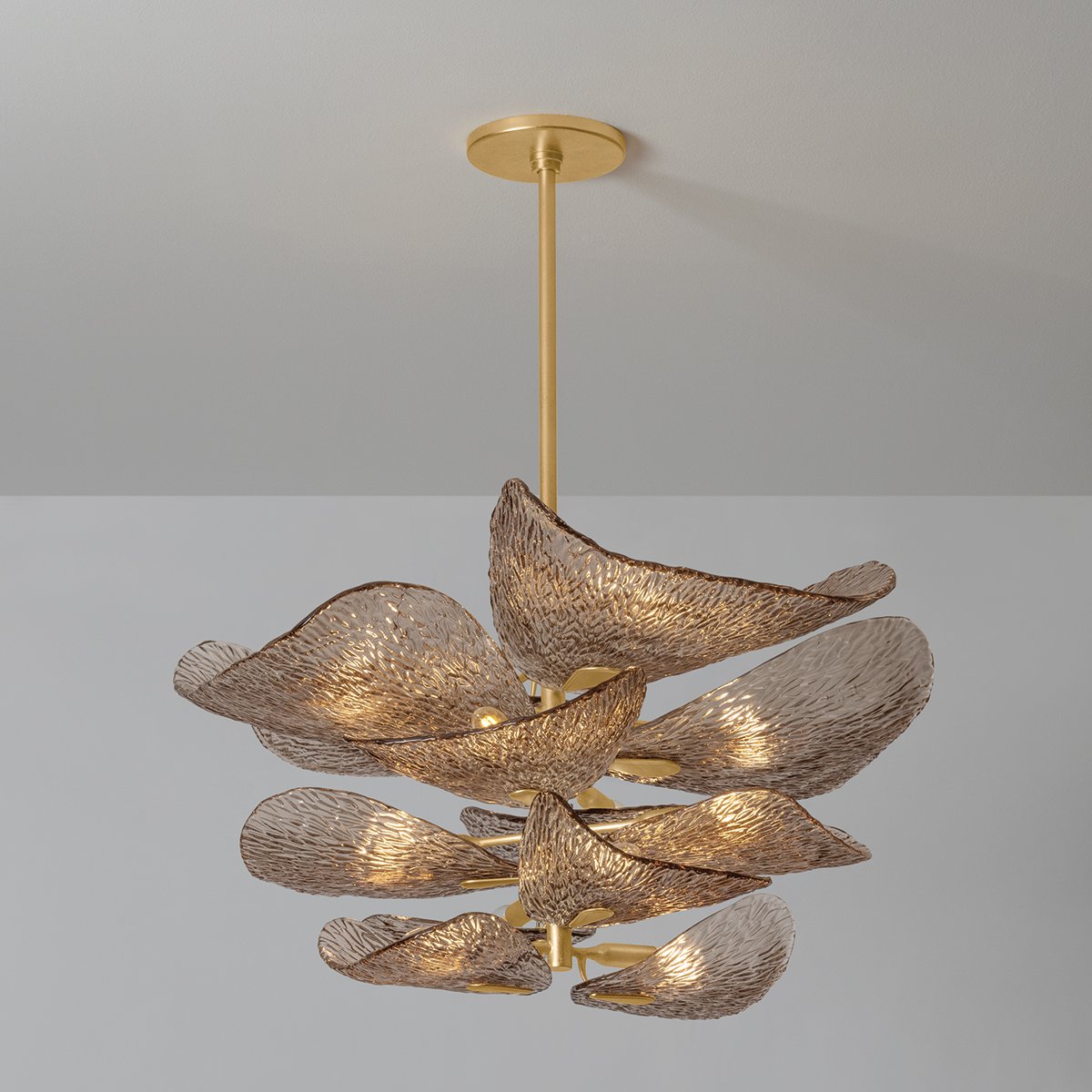 Aurora Chandelier Cardiff Piastra Glass Petal Layered Bronze-Neutral Decor