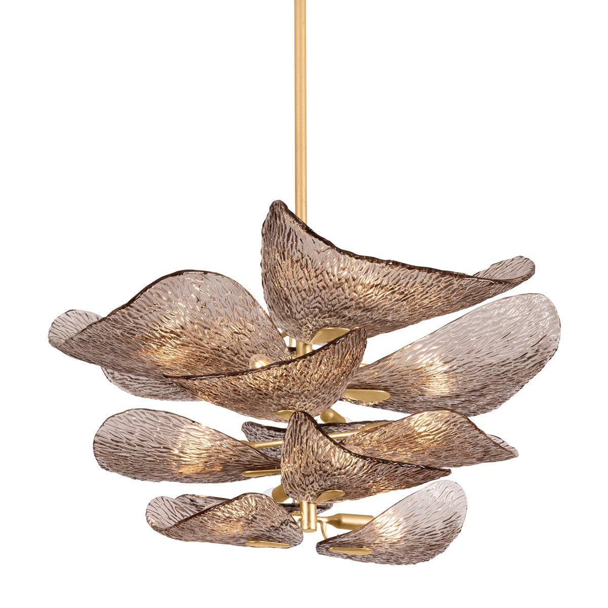 Aurora Chandelier Cardiff Piastra Glass Petal Layered Bronze-Neutral Decor