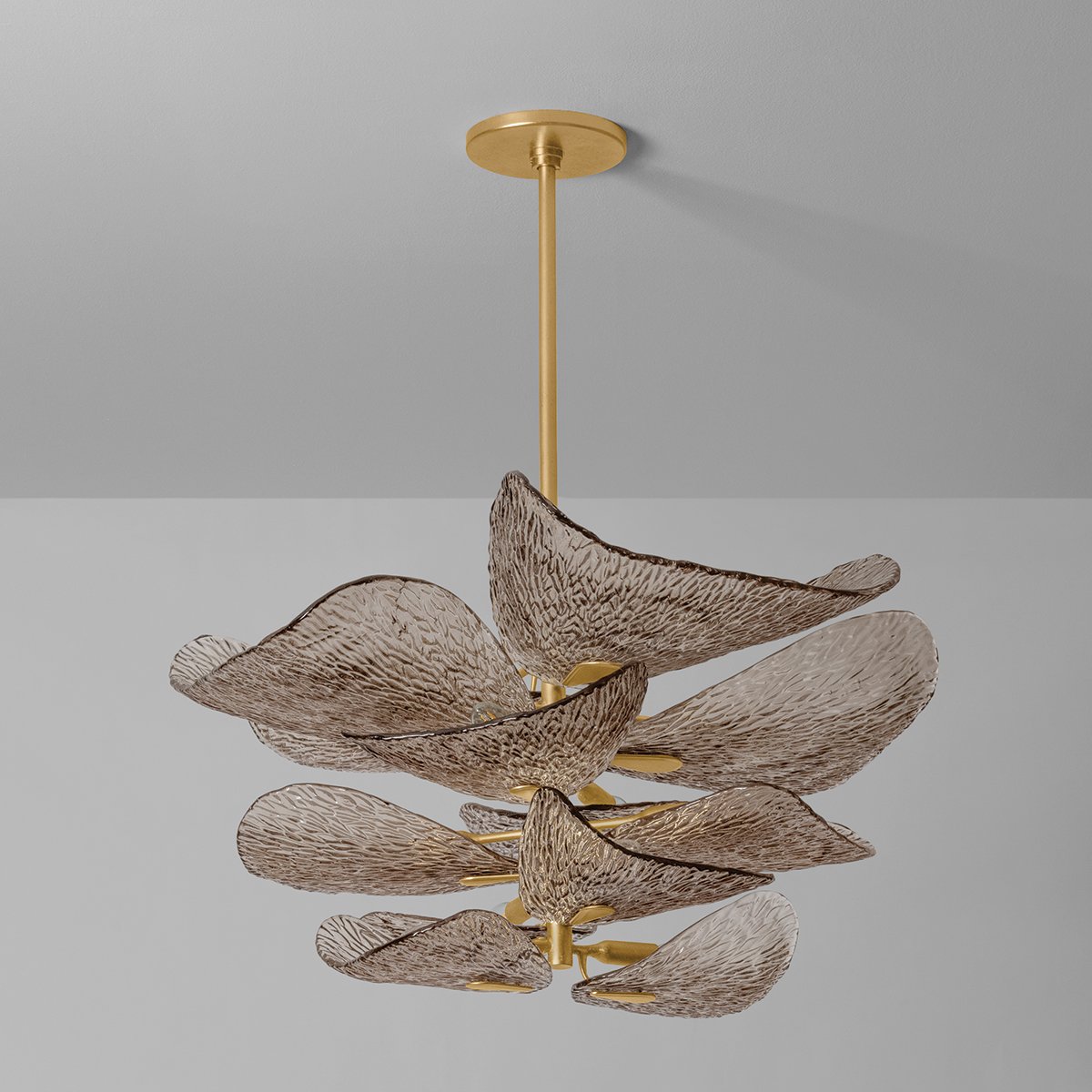 Aurora Chandelier Cardiff Piastra Glass Petal Layered Bronze-Neutral Decor