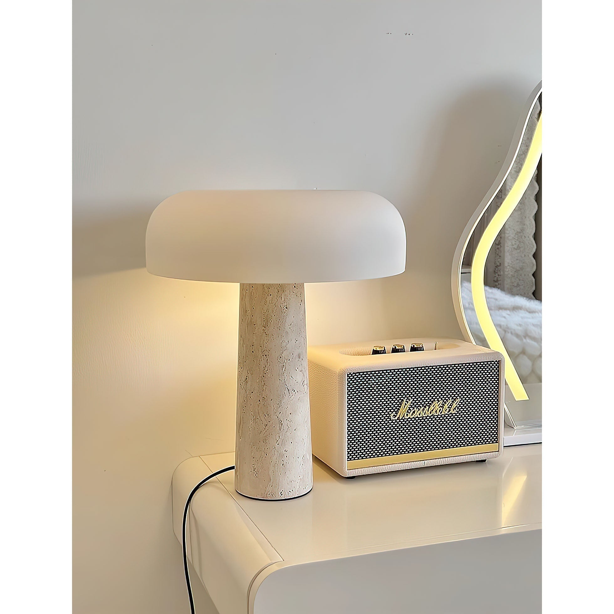 The lamp turned off, displayed as a sculptural object.