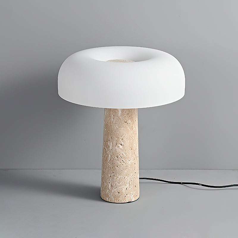 The beige Carla Table Lamp on a dark sideboard for contrast.