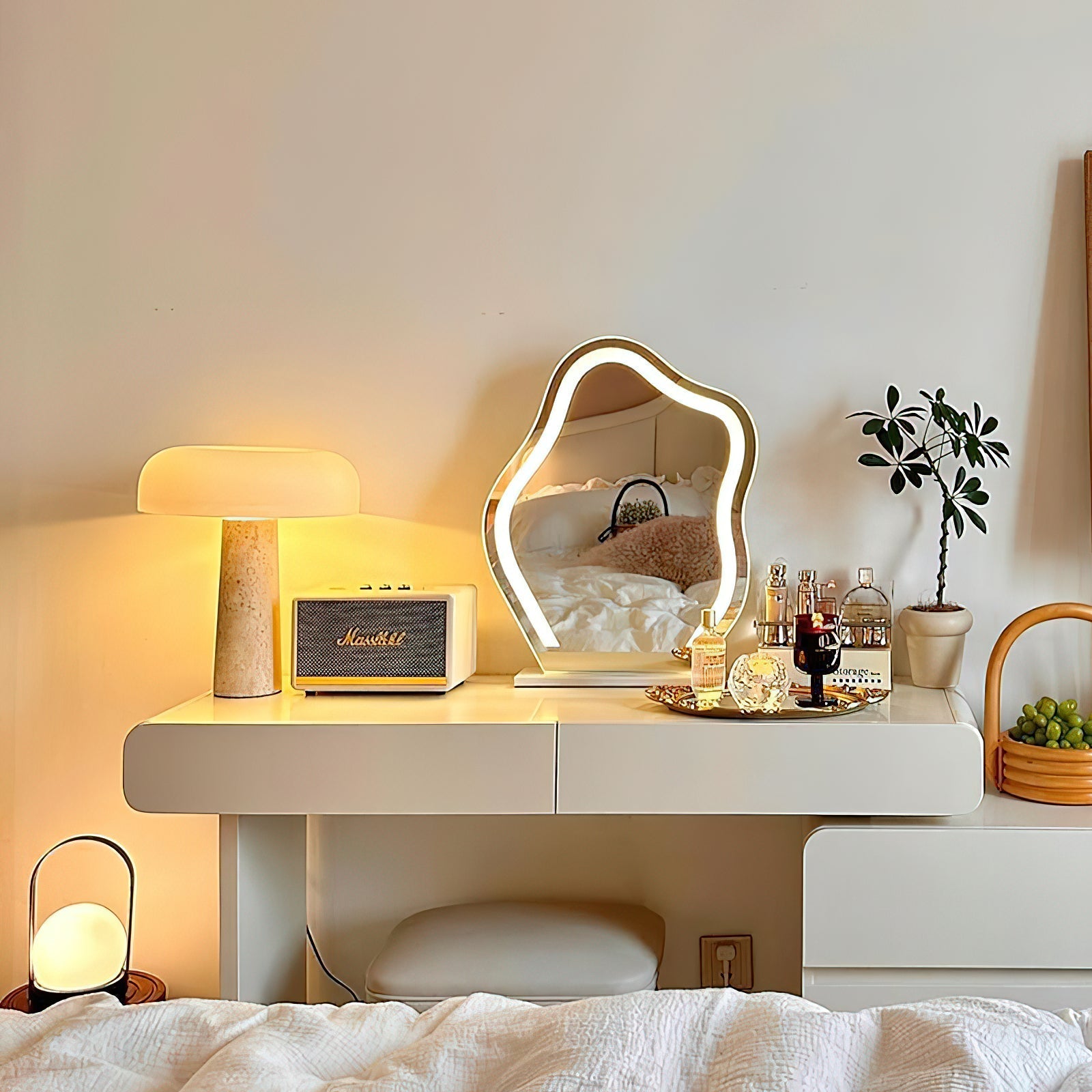 Side profile of the Carla Table Lamp showcasing its elegant form.