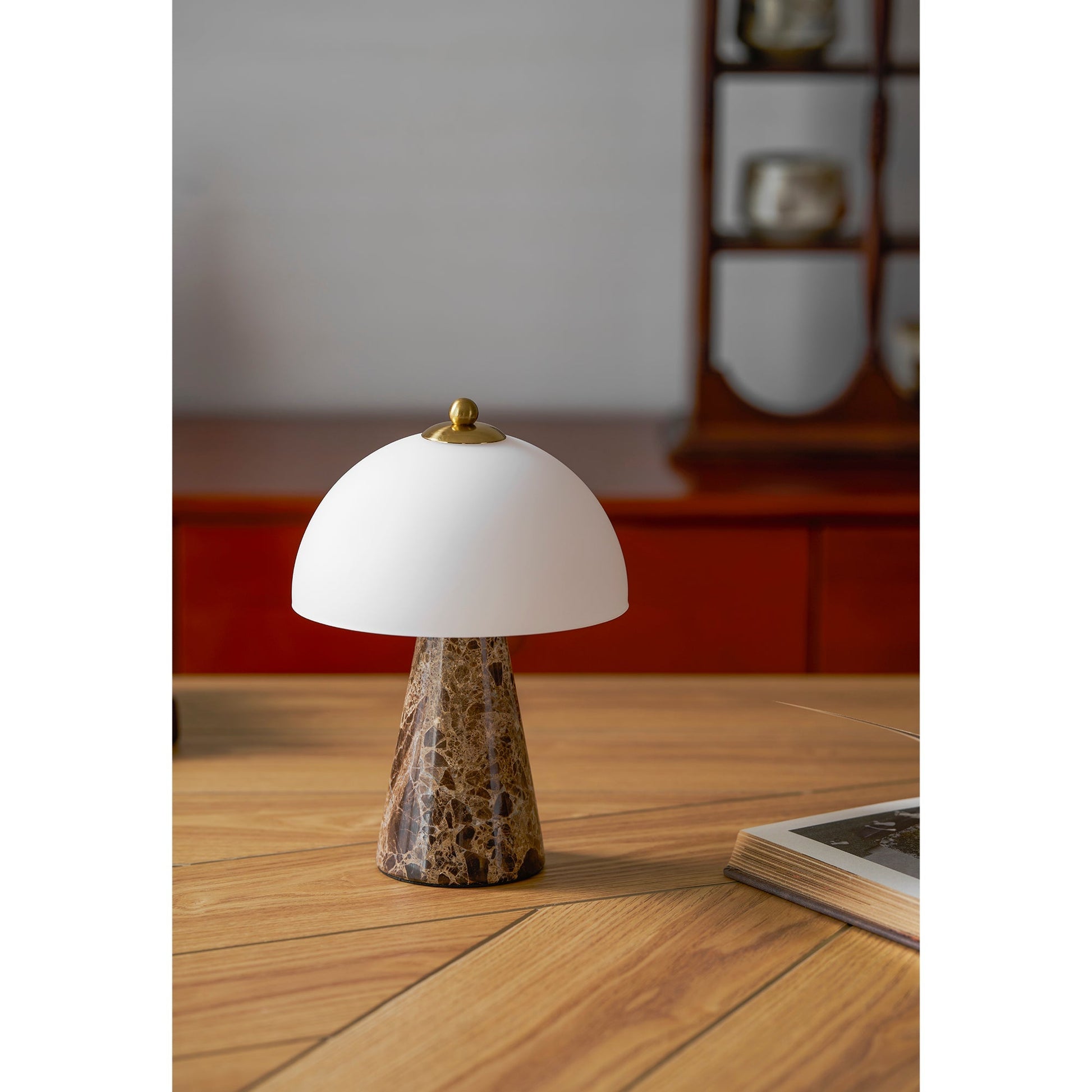 The lamp in a contemporary living room setting.