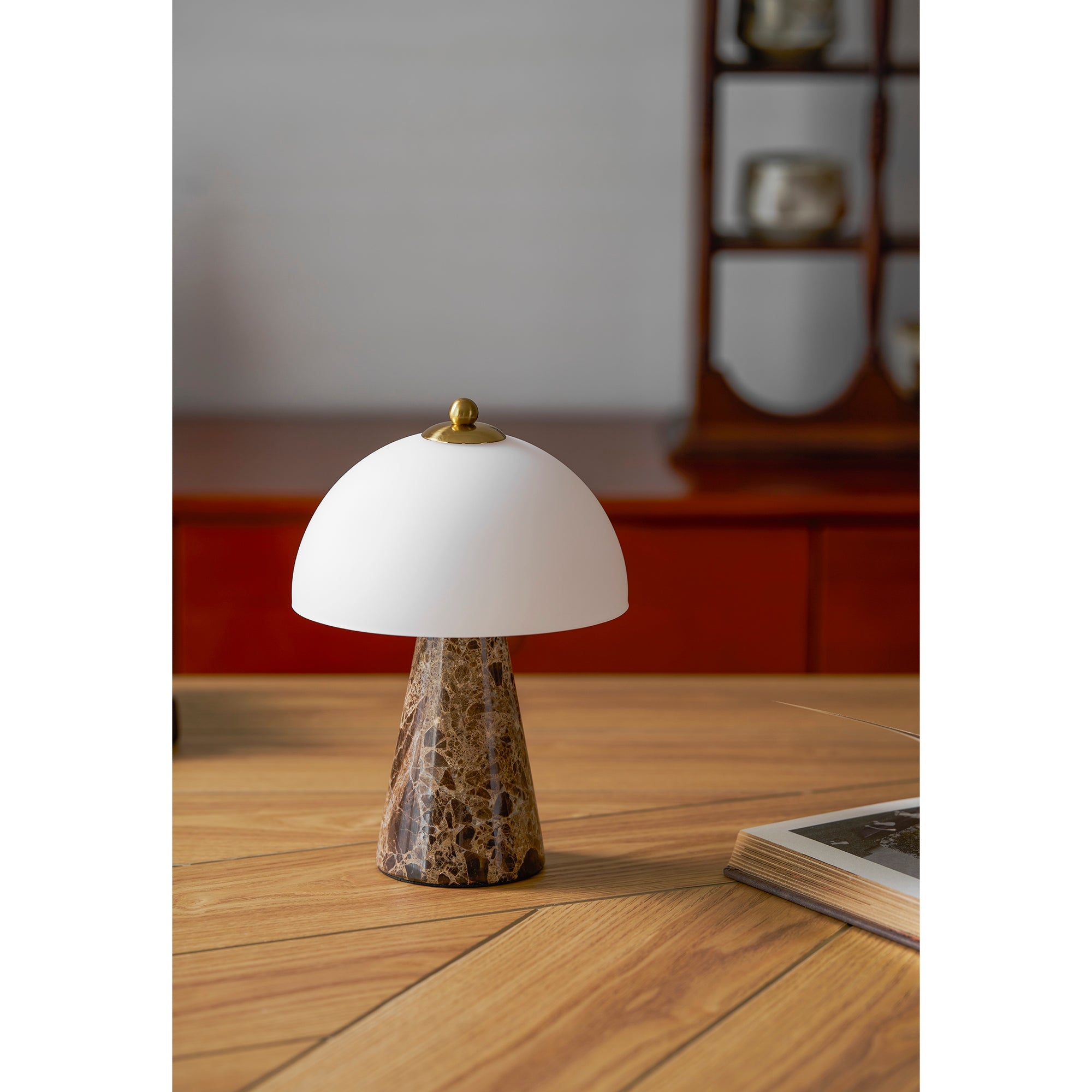 The lamp in a contemporary living room setting.