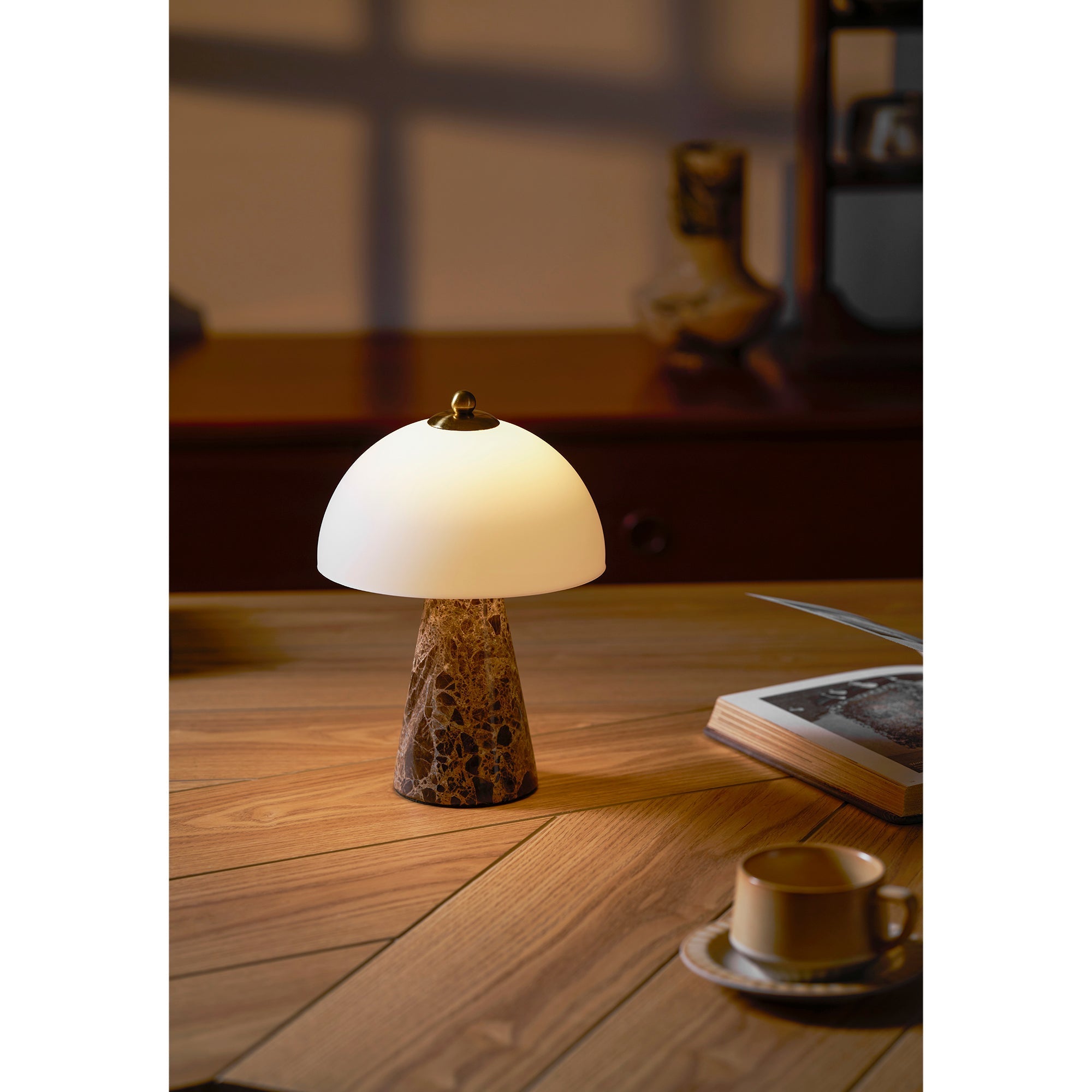 Lifestyle image showing the lamp in a minimalist home office.