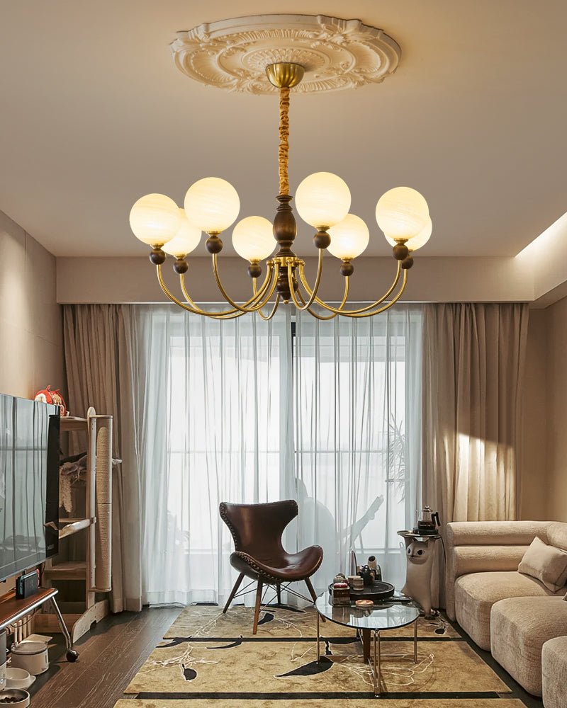 Syvineth Premium Nordic Orbital Wood Chandelier-Neutral Decor