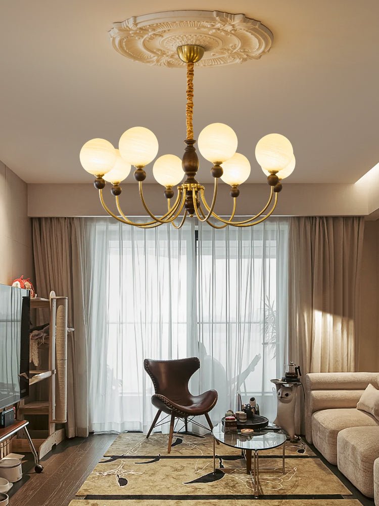 Syvineth Premium Nordic Orbital Wood Chandelier-Neutral Decor