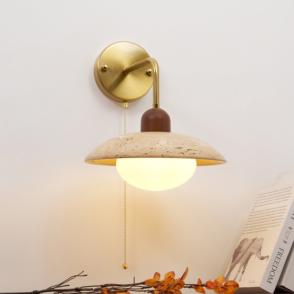 Leto Travertine Wall Sconce-Neutral Decor