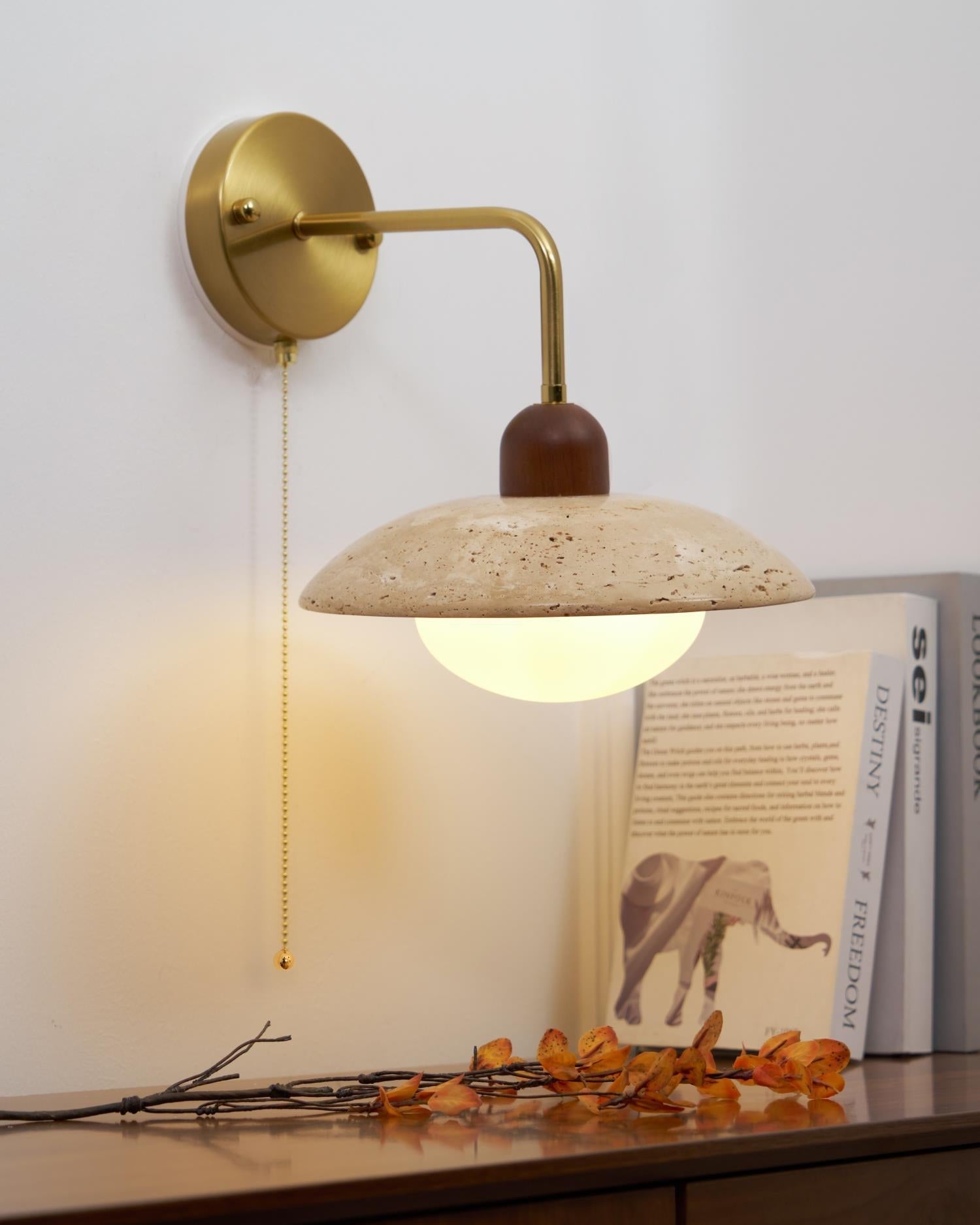 Leto Travertine Wall Sconce-Neutral Decor