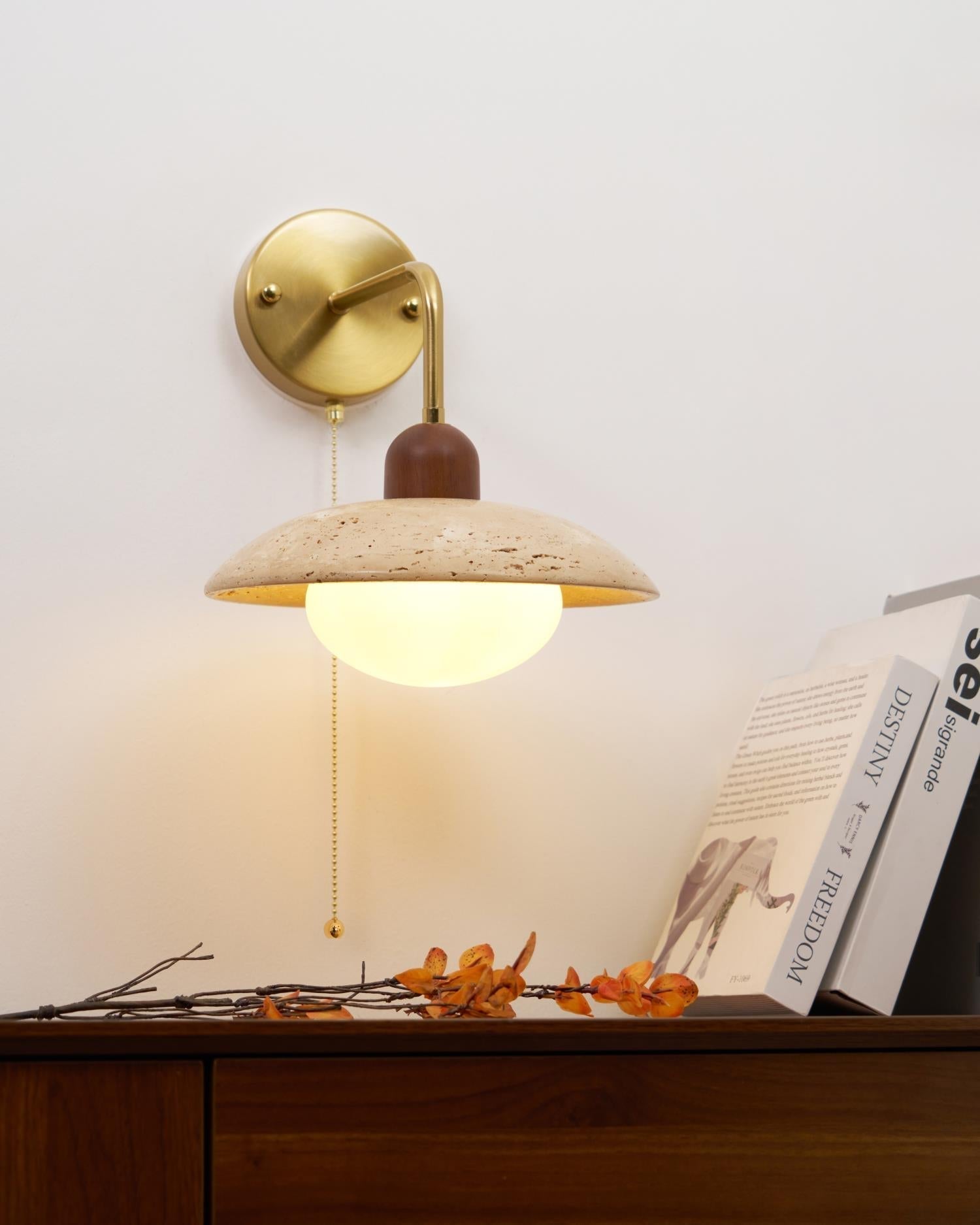 Leto Travertine Wall Sconce-Neutral Decor