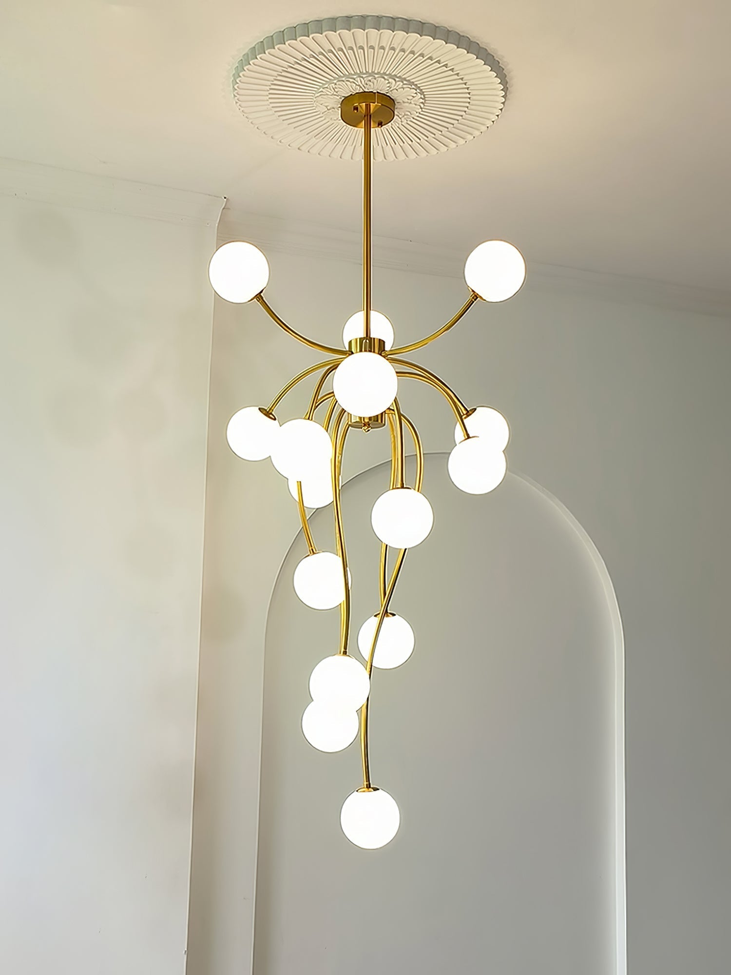 Astralyn Brass Globe Chandelier-Neutral Decor