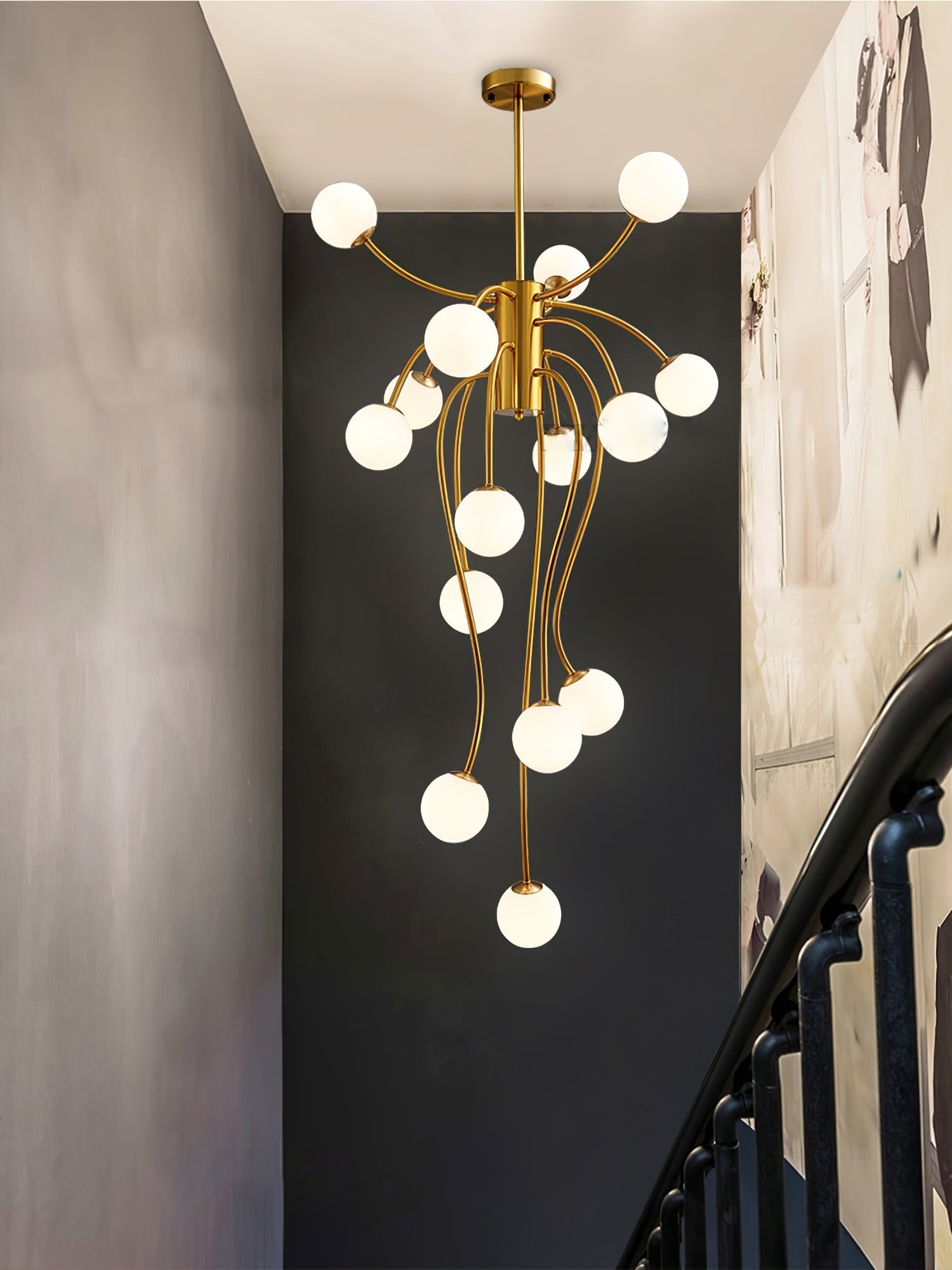 Astralyn Brass Globe Chandelier-Neutral Decor