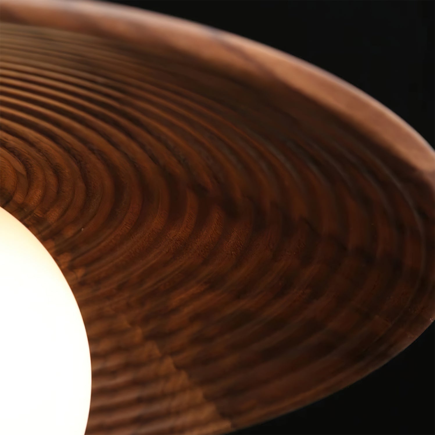 View from below the Caroll Pendant Light, looking up at the globe.