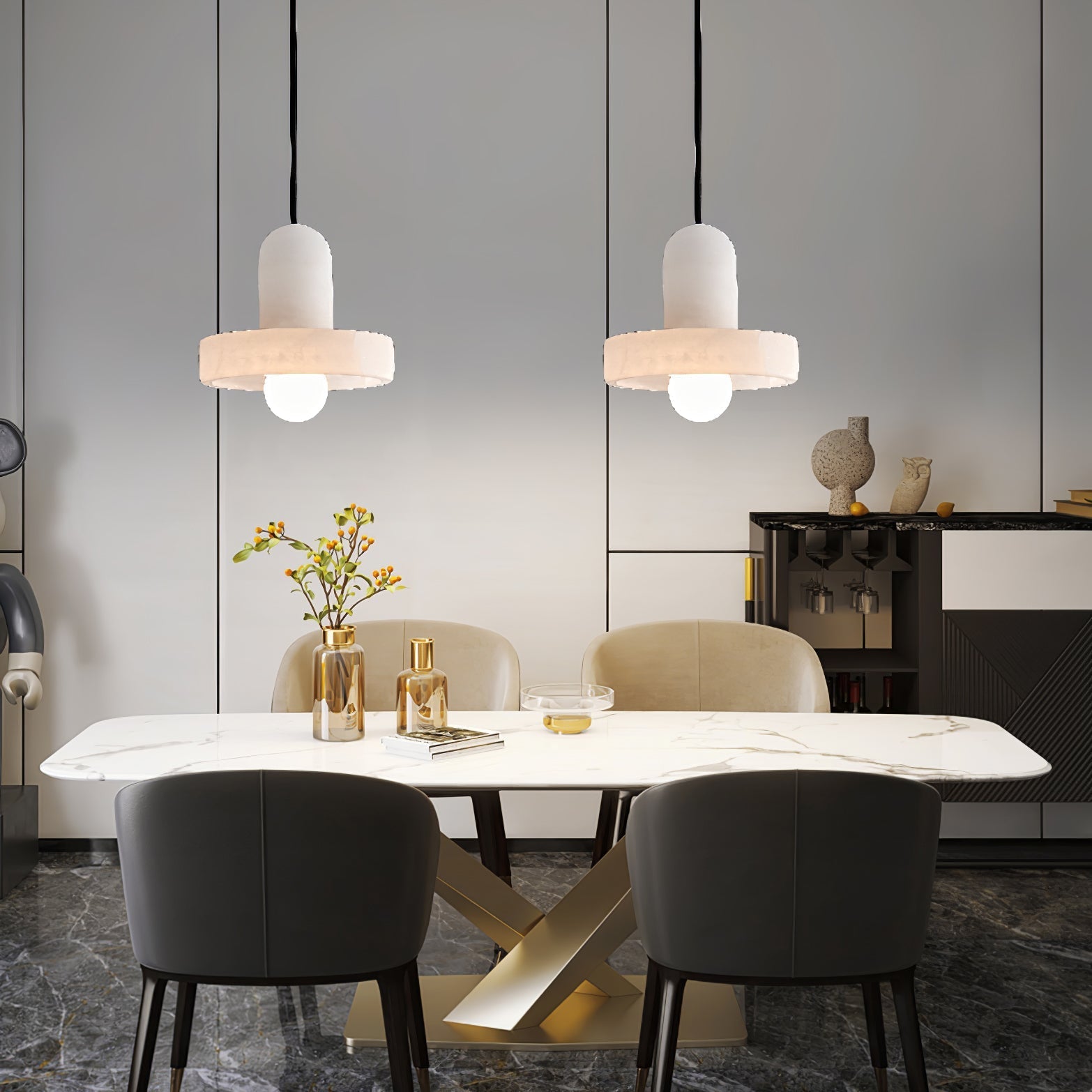 Eirven Stacked Alabaster Pendant Light-Neutral Decor