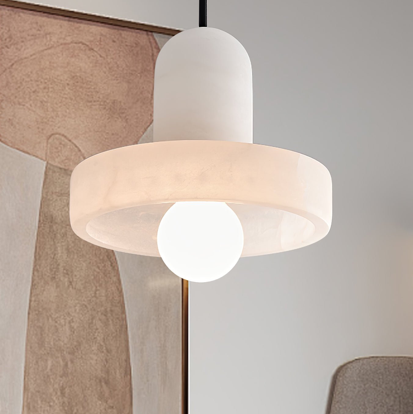 Eirven Stacked Alabaster Pendant Light-Neutral Decor