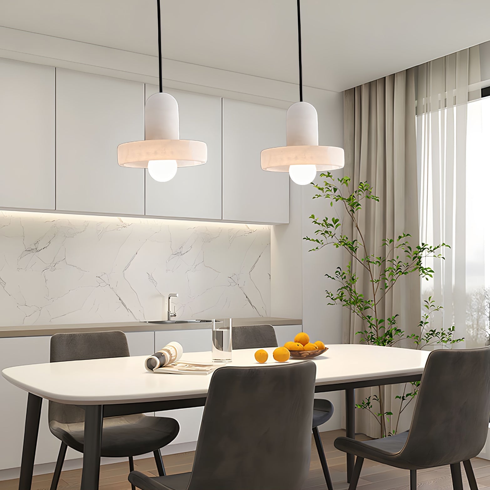 Eirven Stacked Alabaster Pendant Light-Neutral Decor